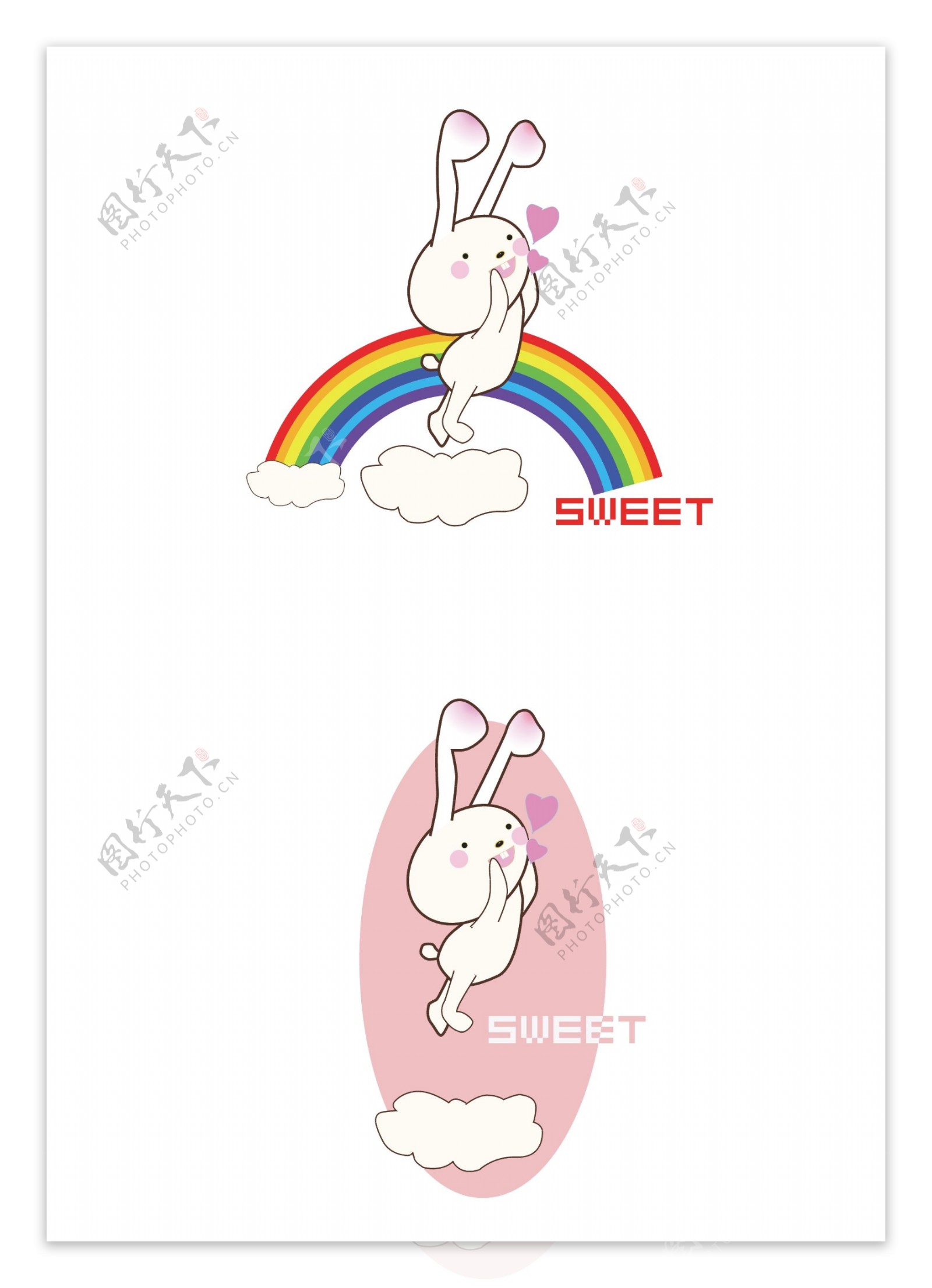 兔子卡通图案t恤图案图片
