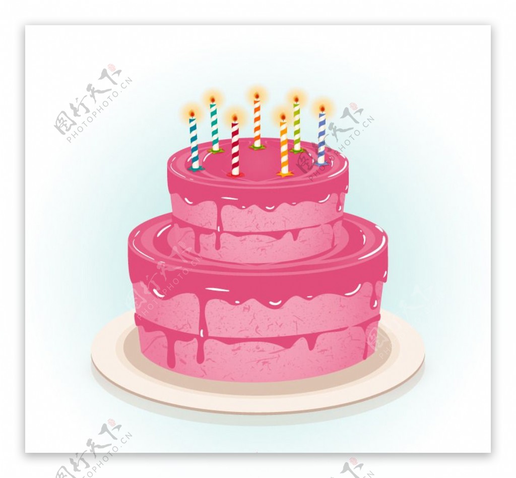 粉色生日蛋糕矢量素材