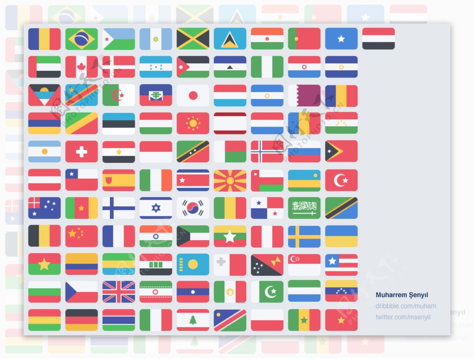世界各国国旗图标psd分层素材