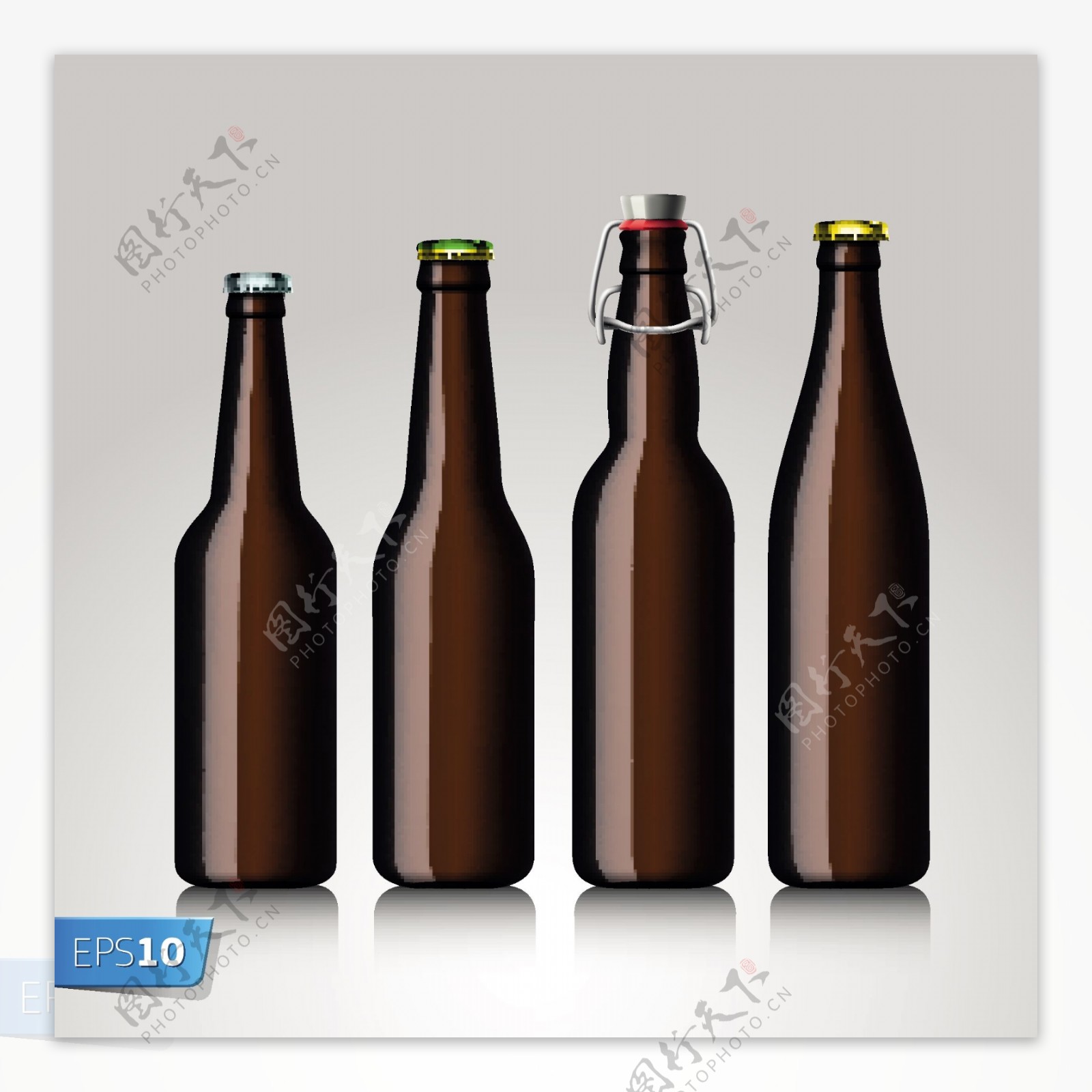 不同的啤酒瓶的设计元素矢量图04