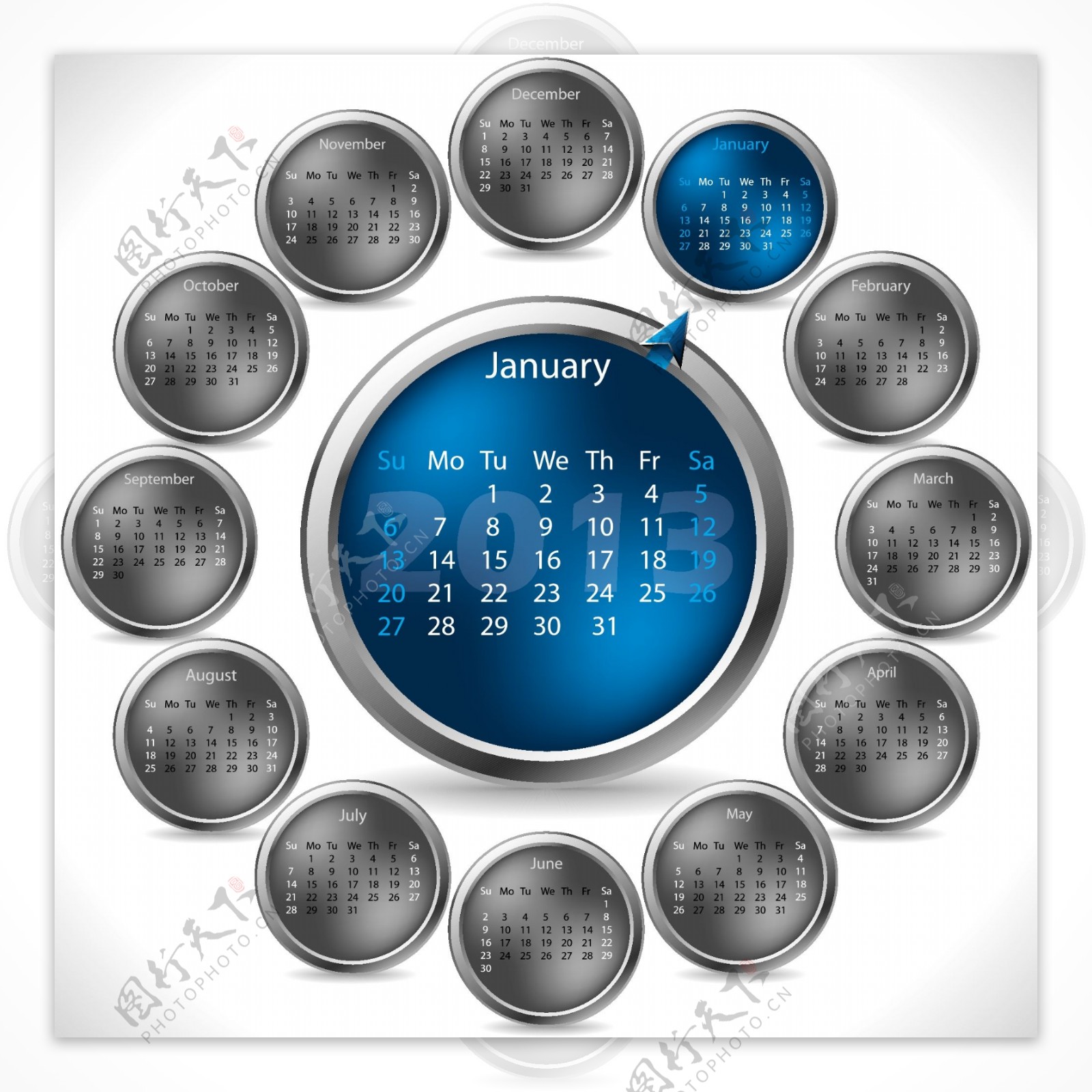 创意2013日历设计元素矢量集19