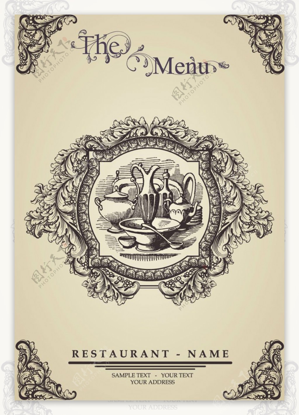 手绘餐厅菜单设计矢量素材