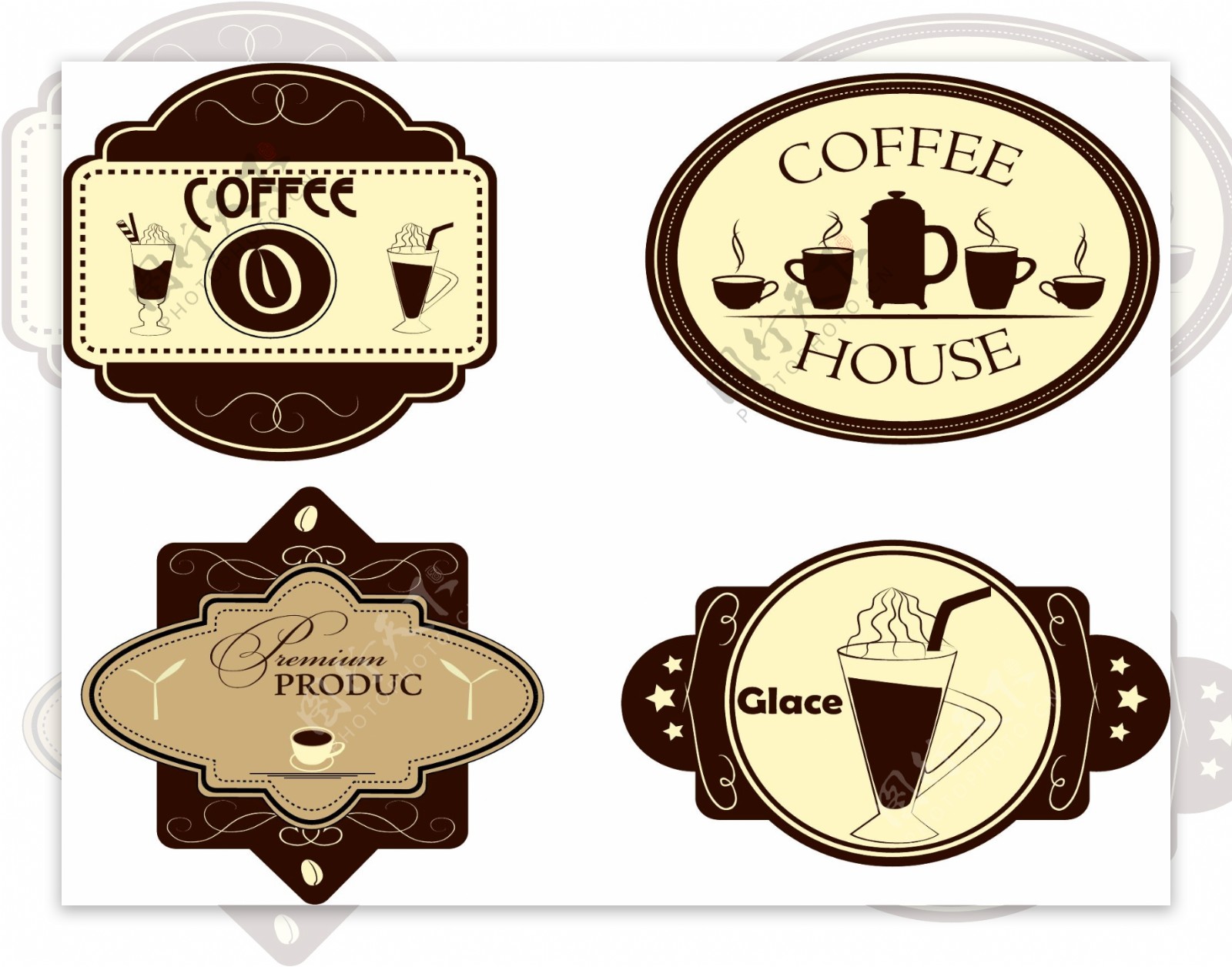 古典咖啡瓶贴标签矢量图