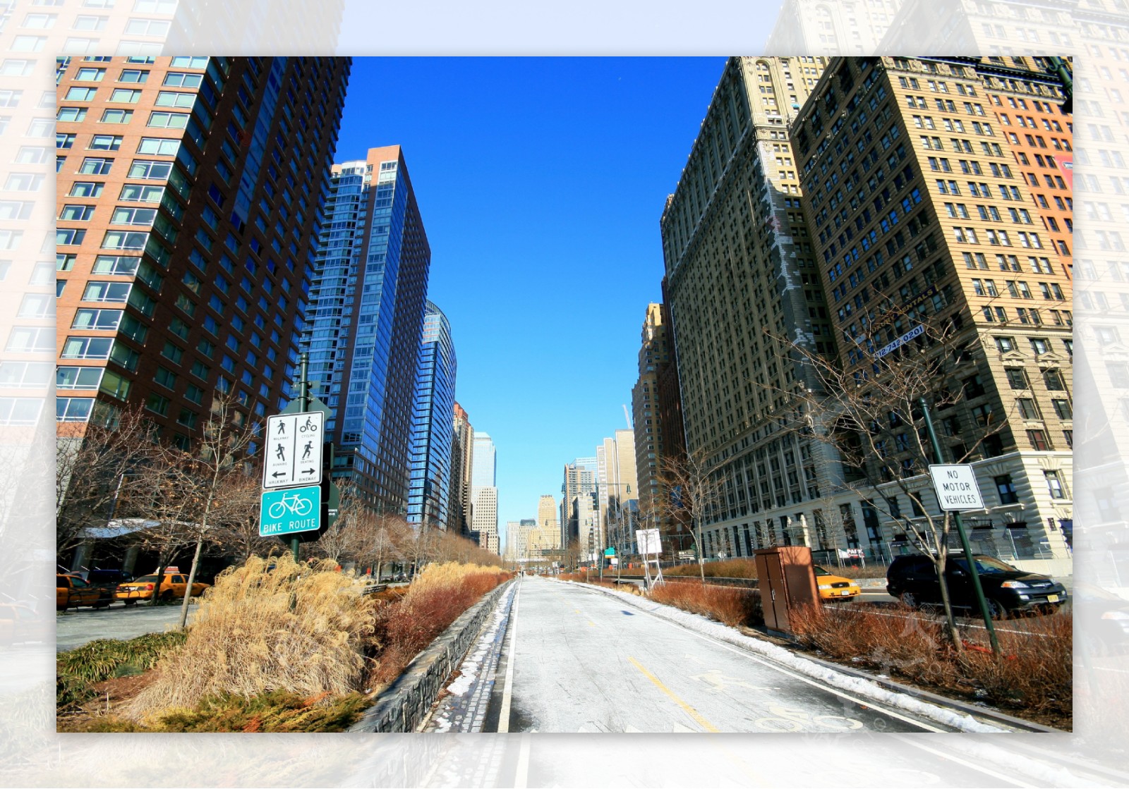 纽约曼哈顿冬季的街道图片