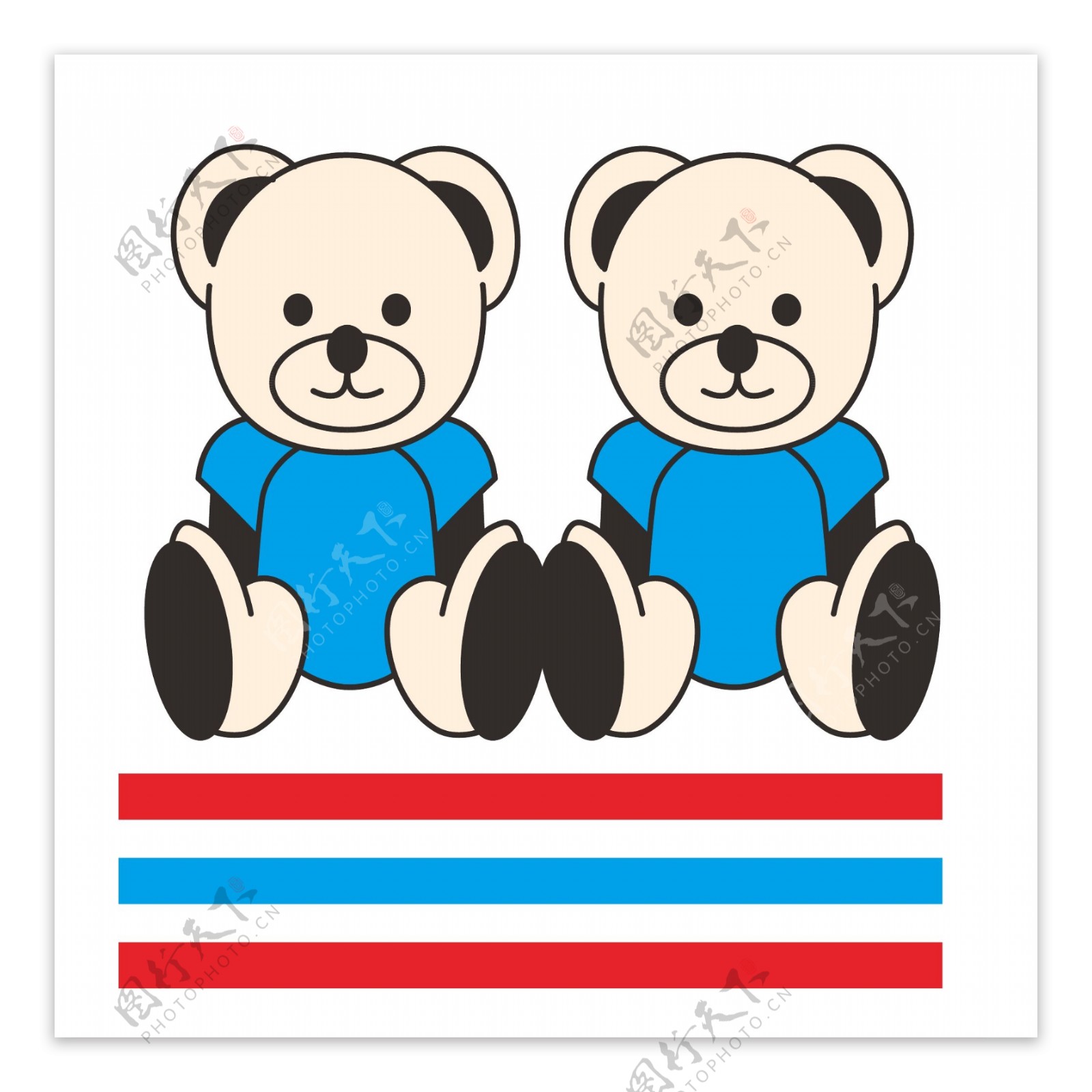 两只小熊可爱烫画图片