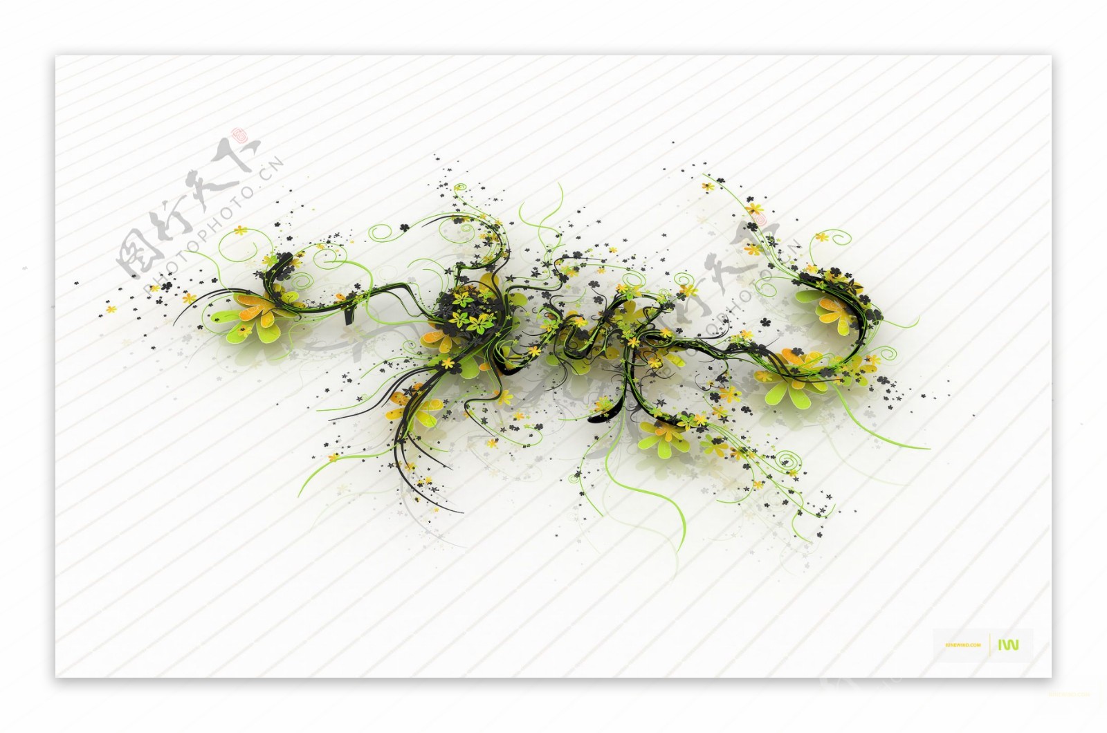 花藤花蔓色彩绚烂3D三维立体科幻广告电脑设计图片