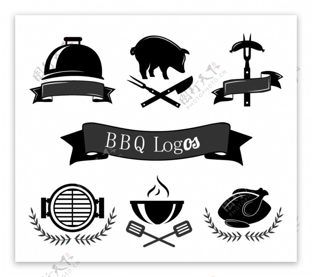 黑色烧烤标志设计矢量素材