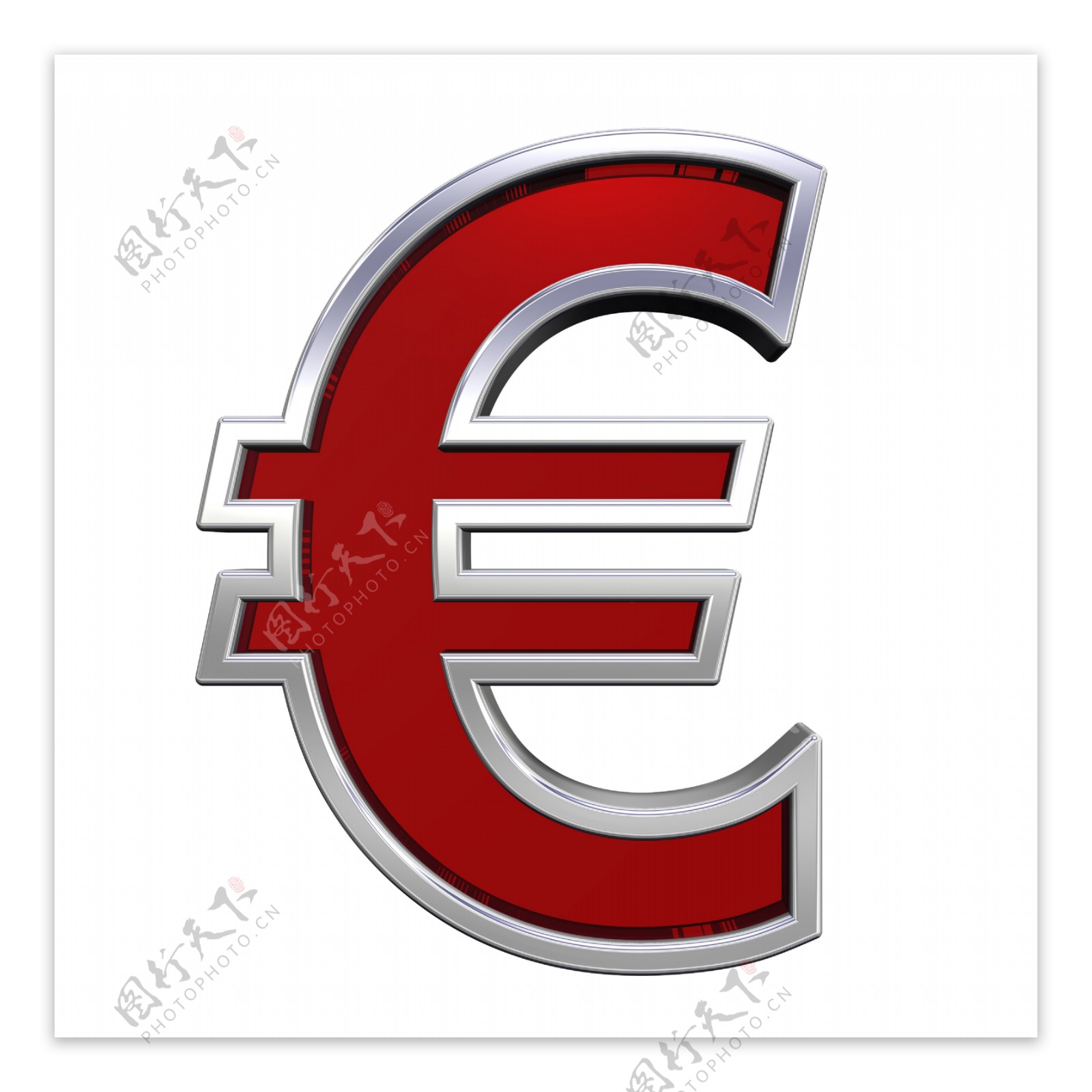 欧元符号从宝石铬框架字母集