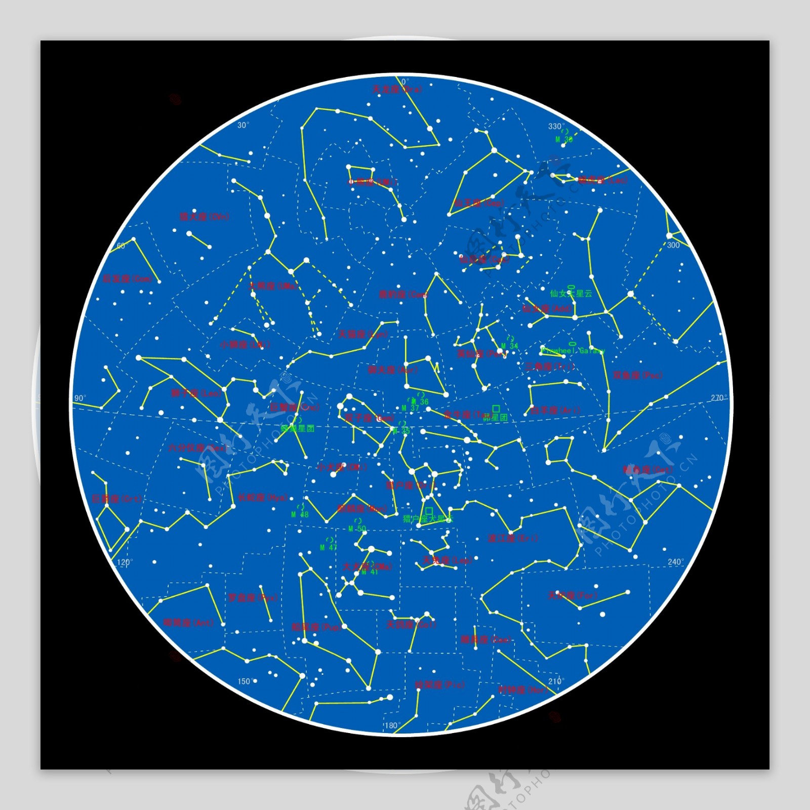 天空星座连线图矢量图AI