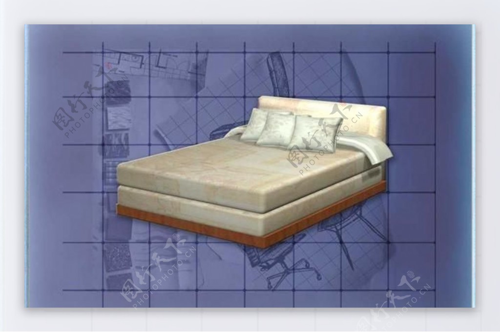 酒店风格家具床0093D模型