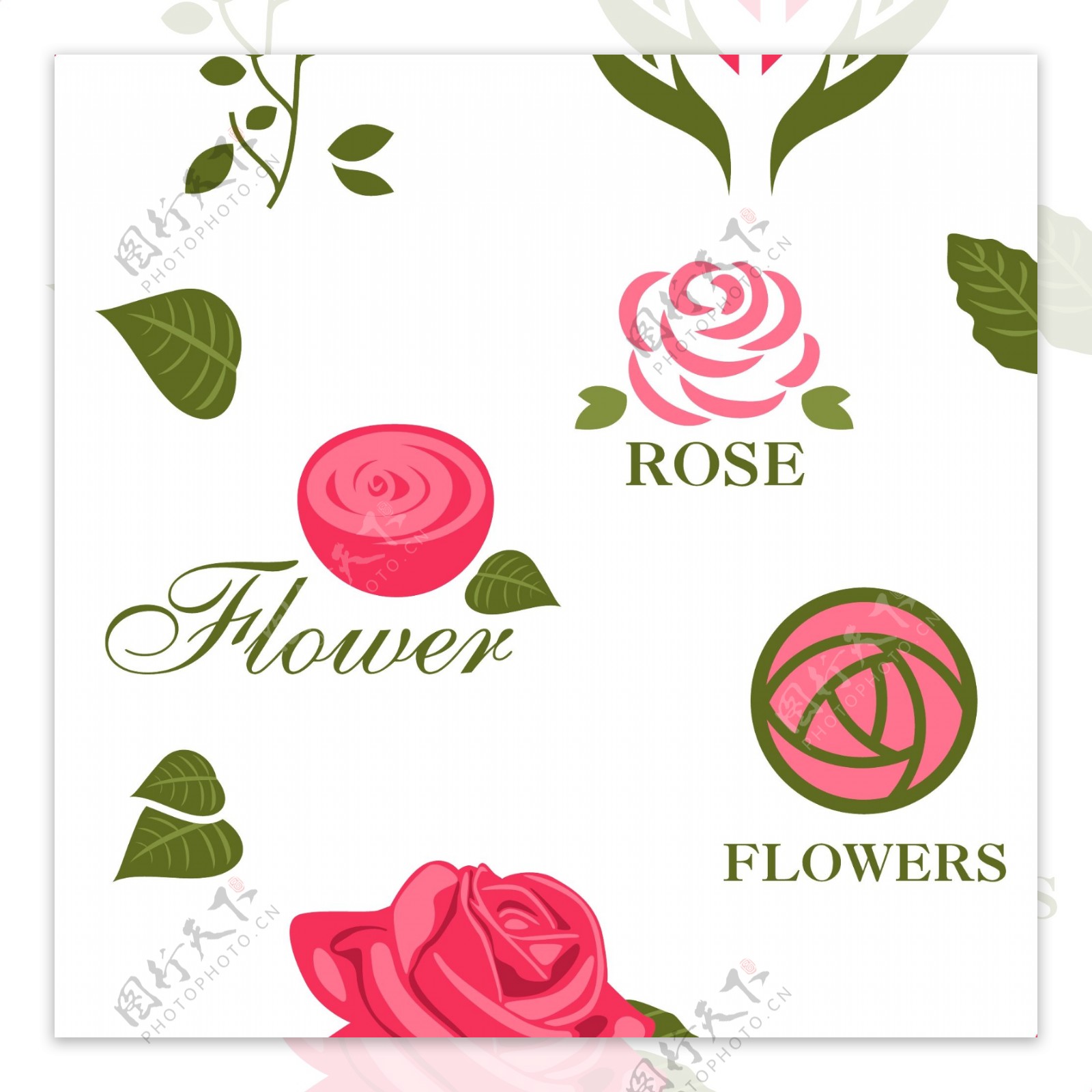 美丽玫瑰花朵图标矢量素材下载