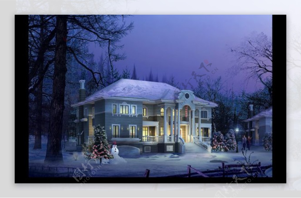 圣诞节房子雪景