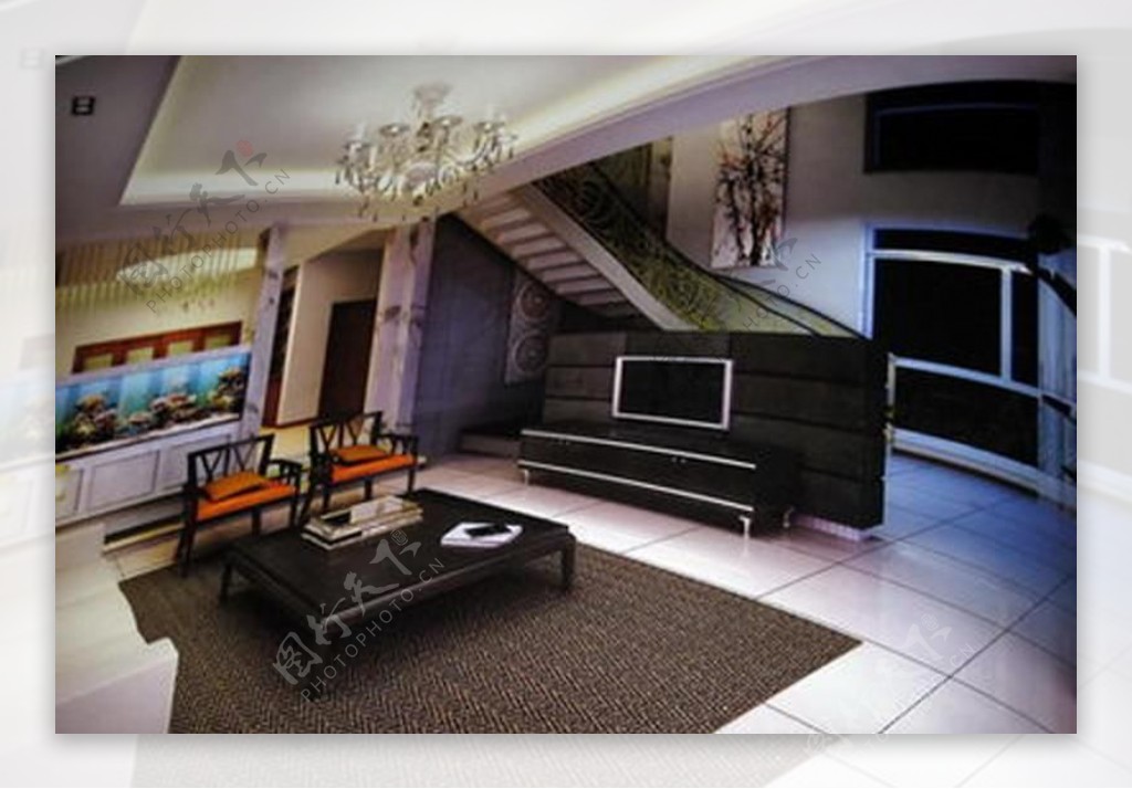 复式结构的客厅3d模型含材质图片