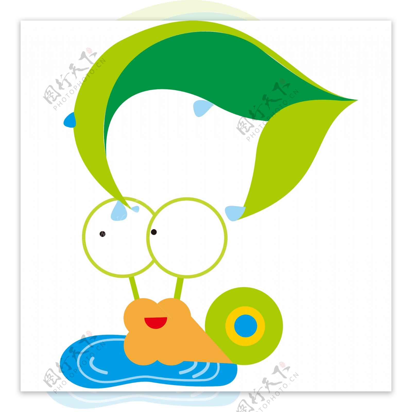 印花矢量图婴童蜗牛水滴叶子免费素材