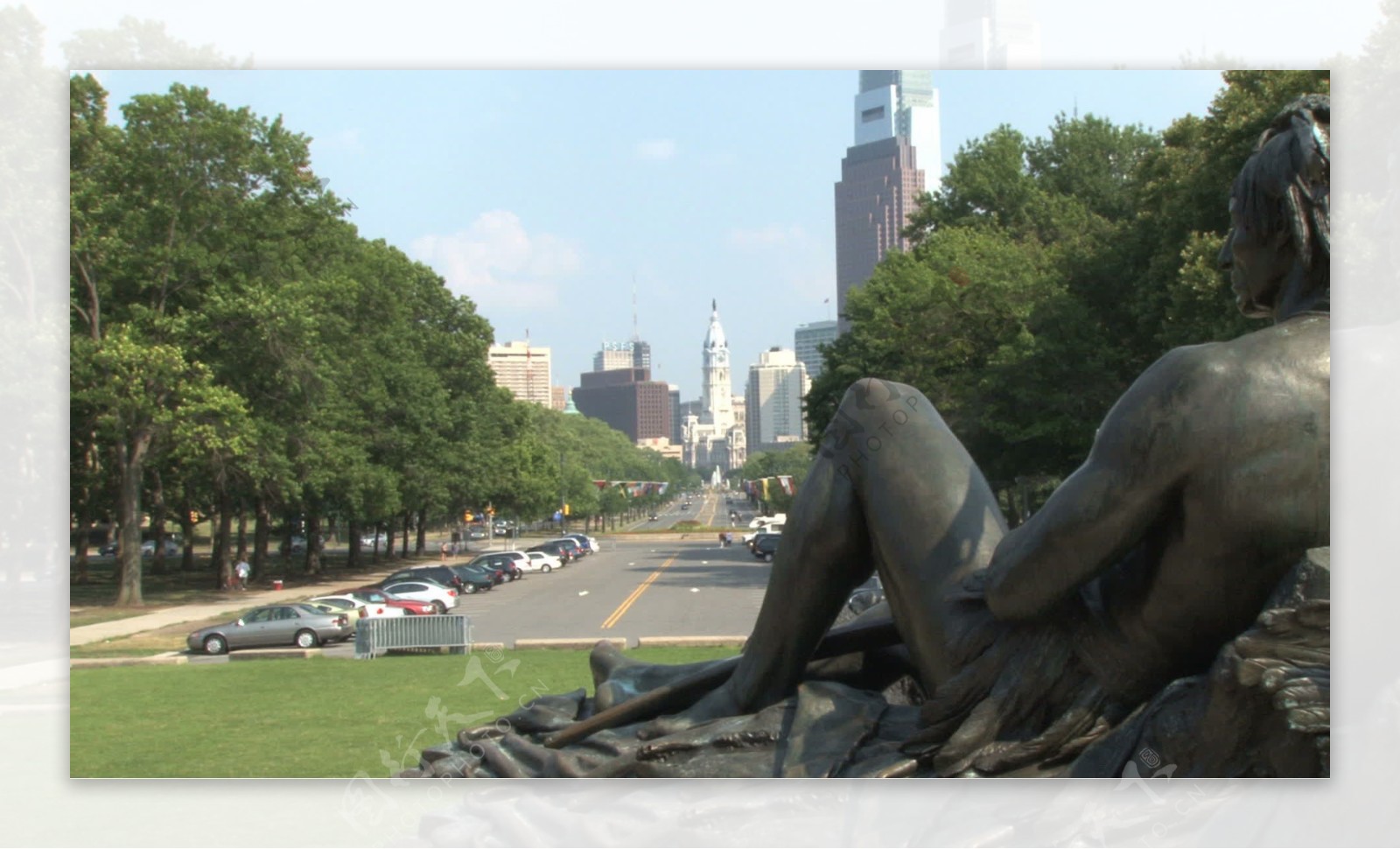 印度雕像底部的华盛顿纪念碑喷泉股票视频视频免费下载