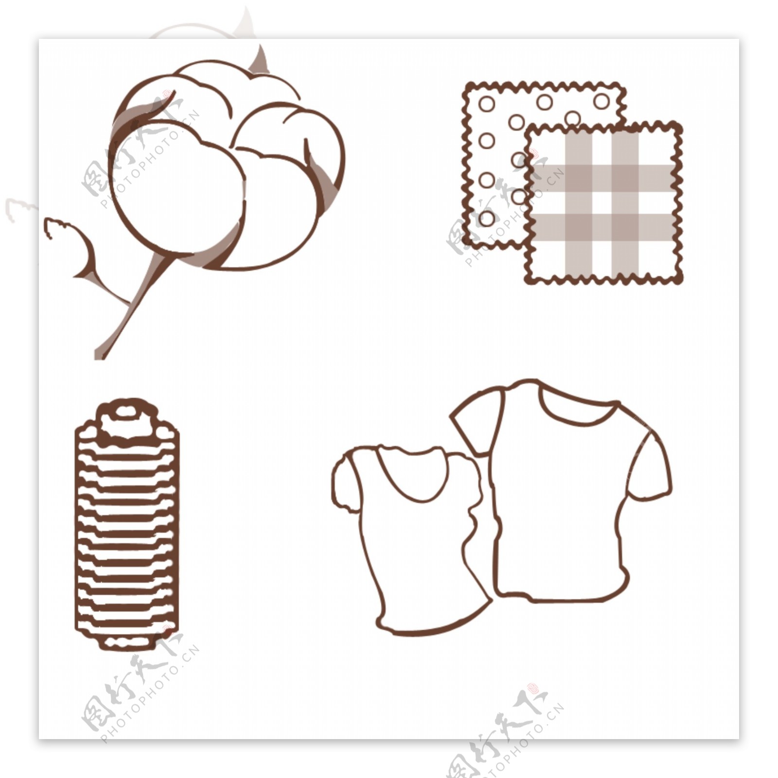 纺织类衣服棉花布料卡通素材PNG图