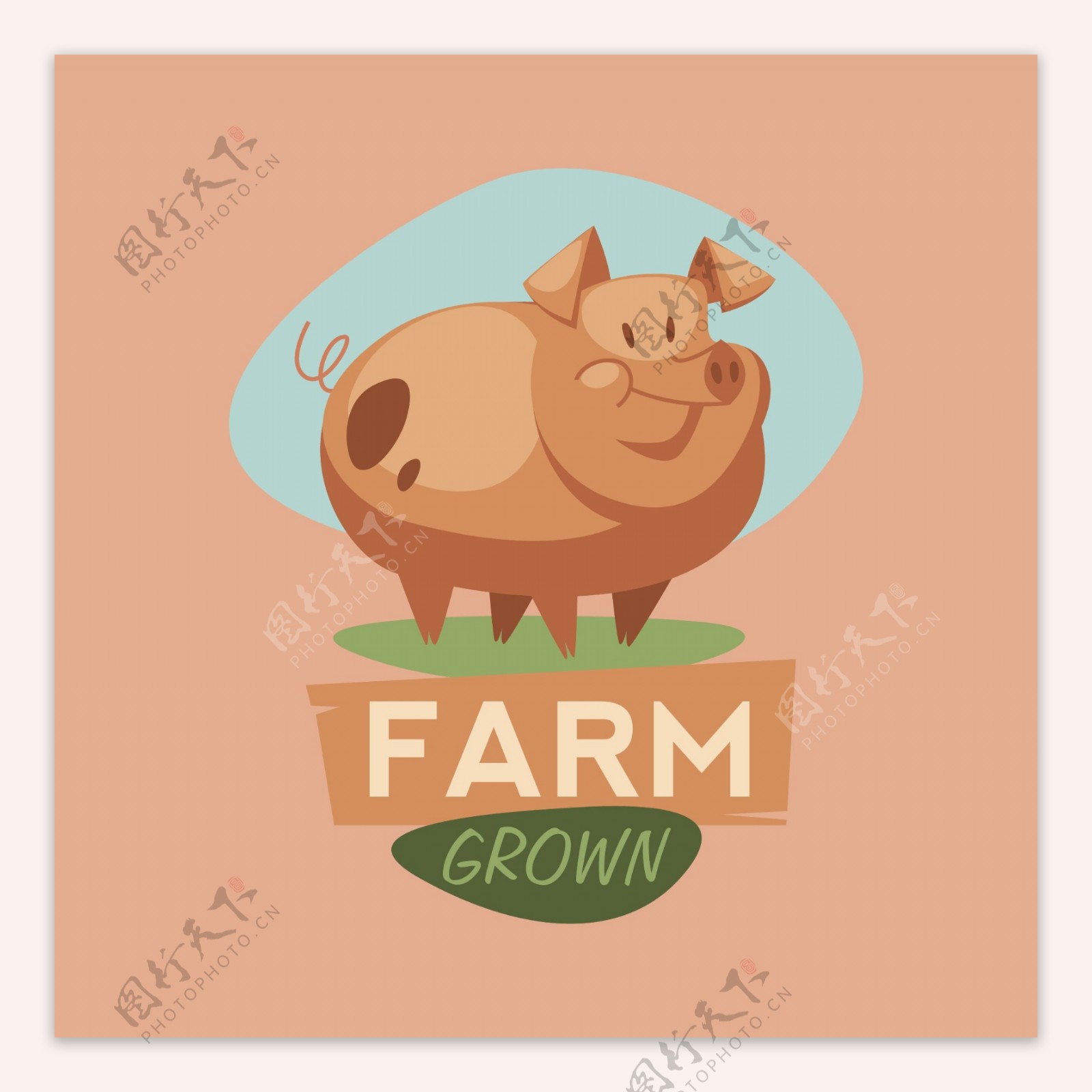 印花矢量图可爱卡通卡通动物猪农场免费素材