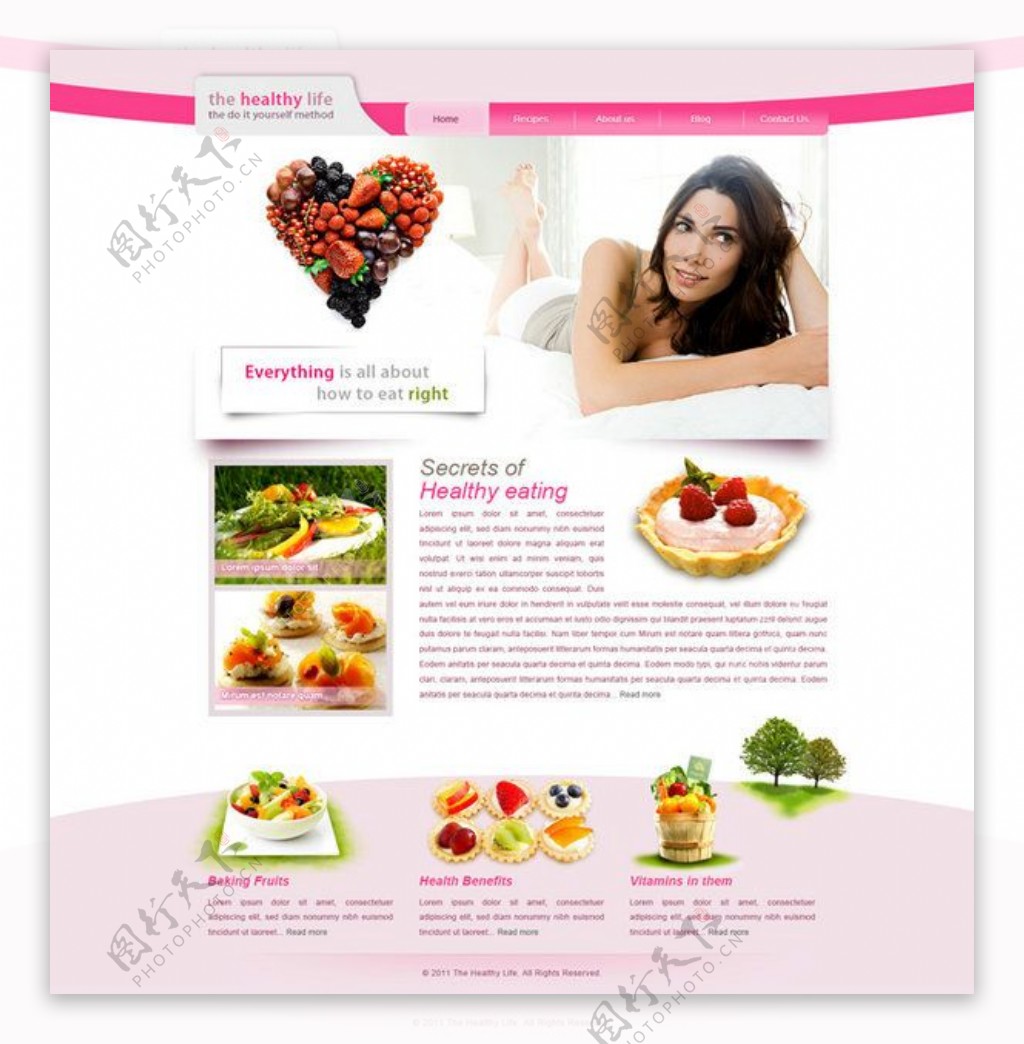 女性水果网站模板PSD素材