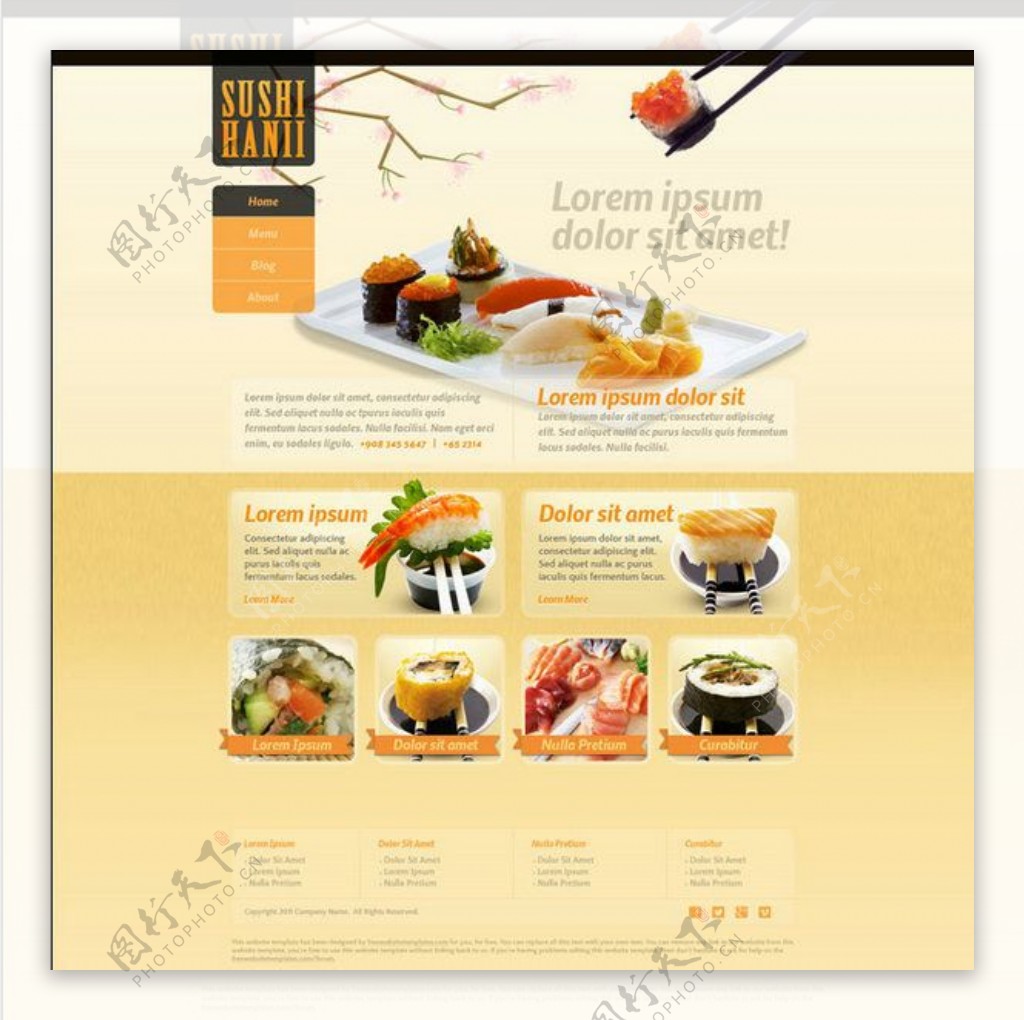 美食网站模板PSD素材
