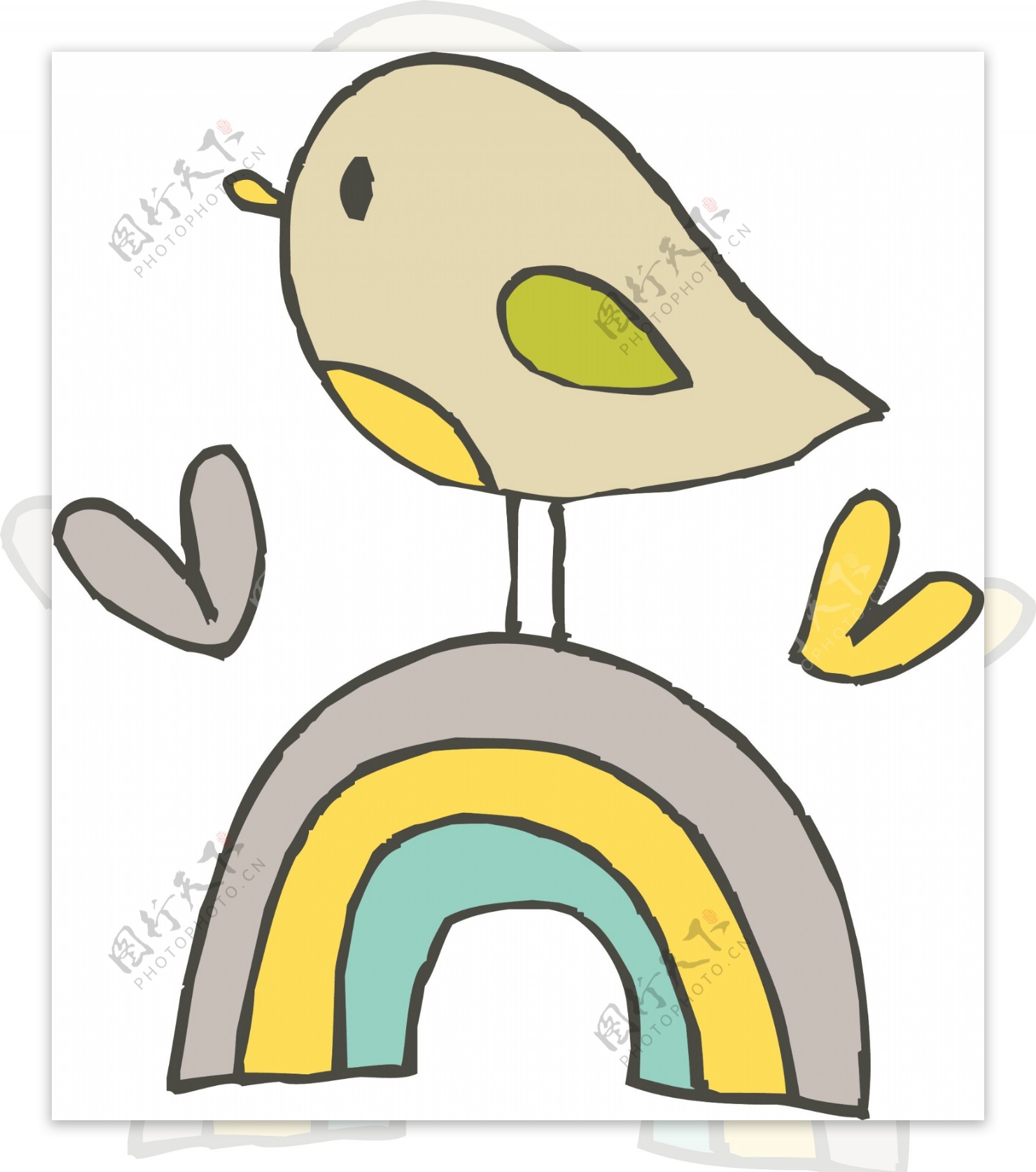 印花矢量图可爱卡通卡通动物鸟类色彩免费素材
