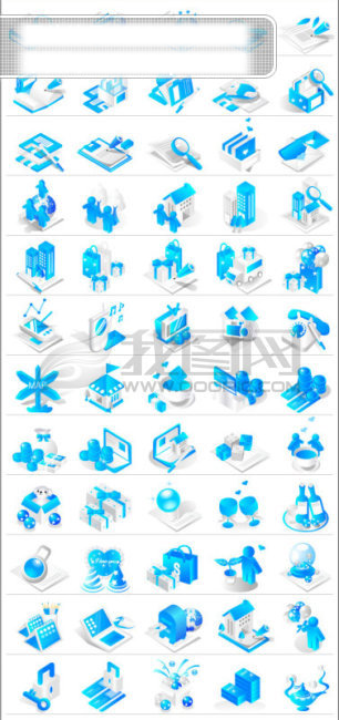 韩国风格蓝色矢量图标系列