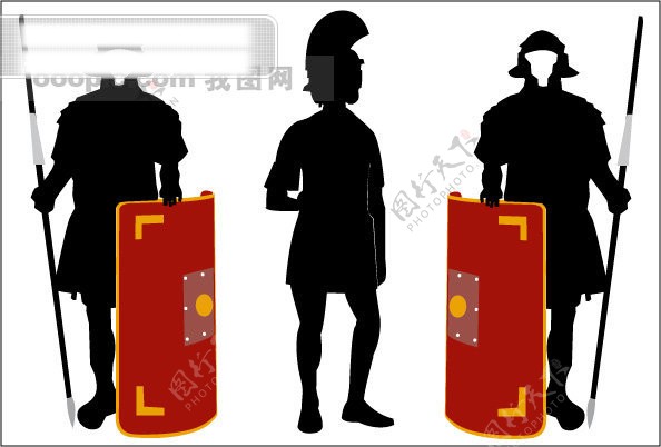 外国武士盔甲剪影矢量素材eps格式矢量人物剪影盔甲盾牌武士矢量素材