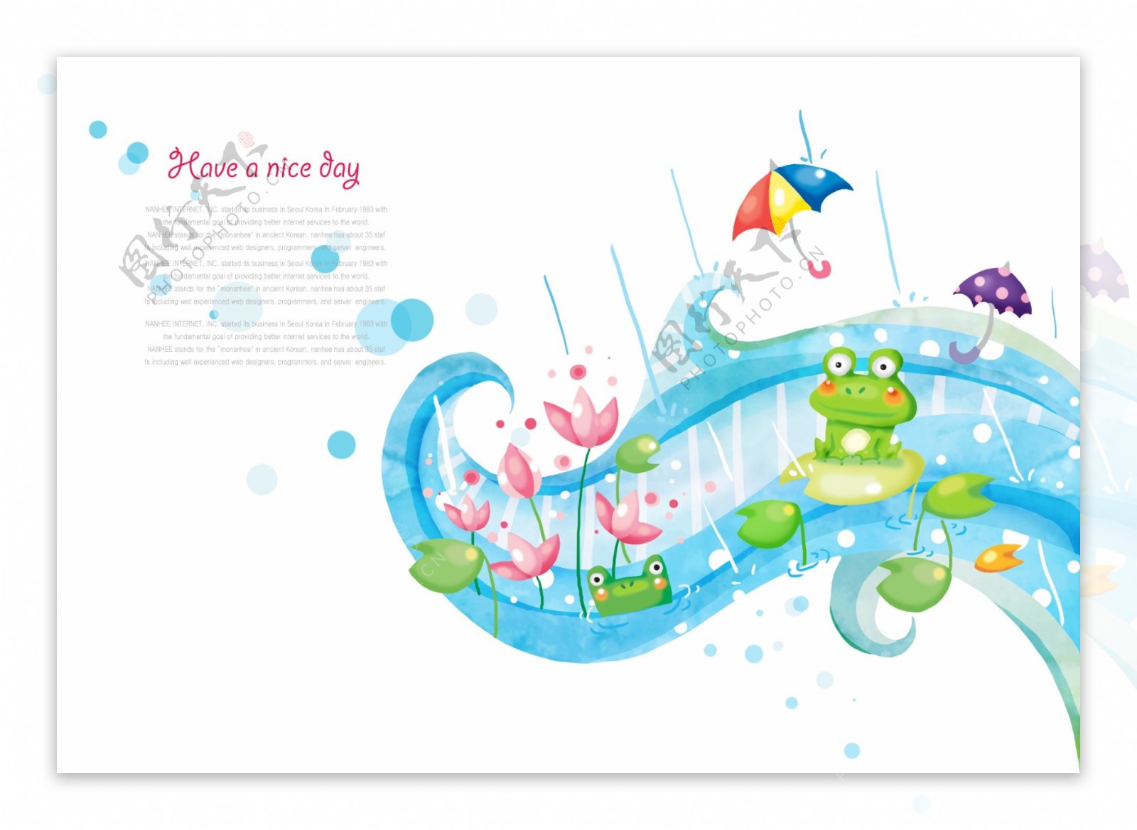 湖面上的青蛙和莲花插画