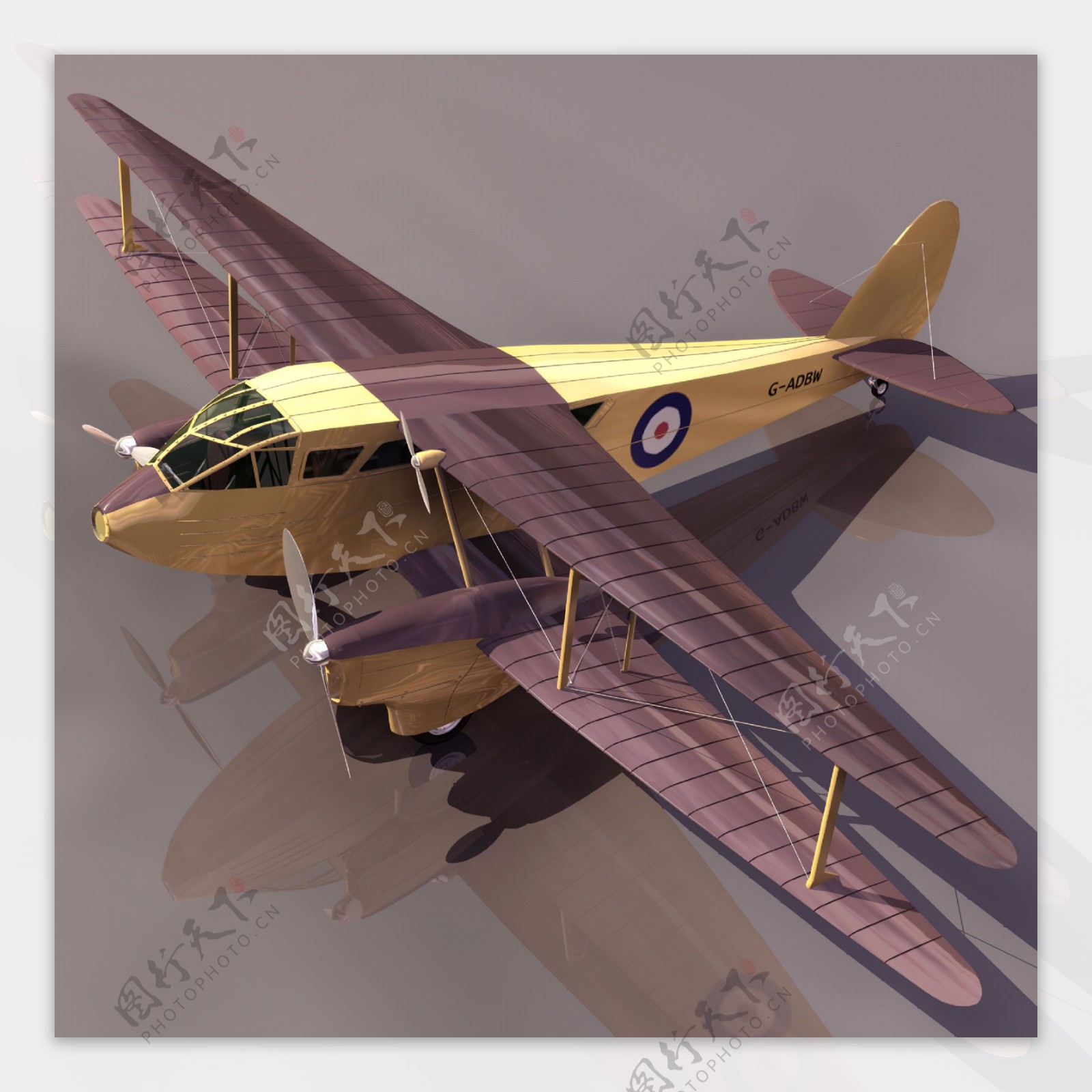 褐色3d飞机模型