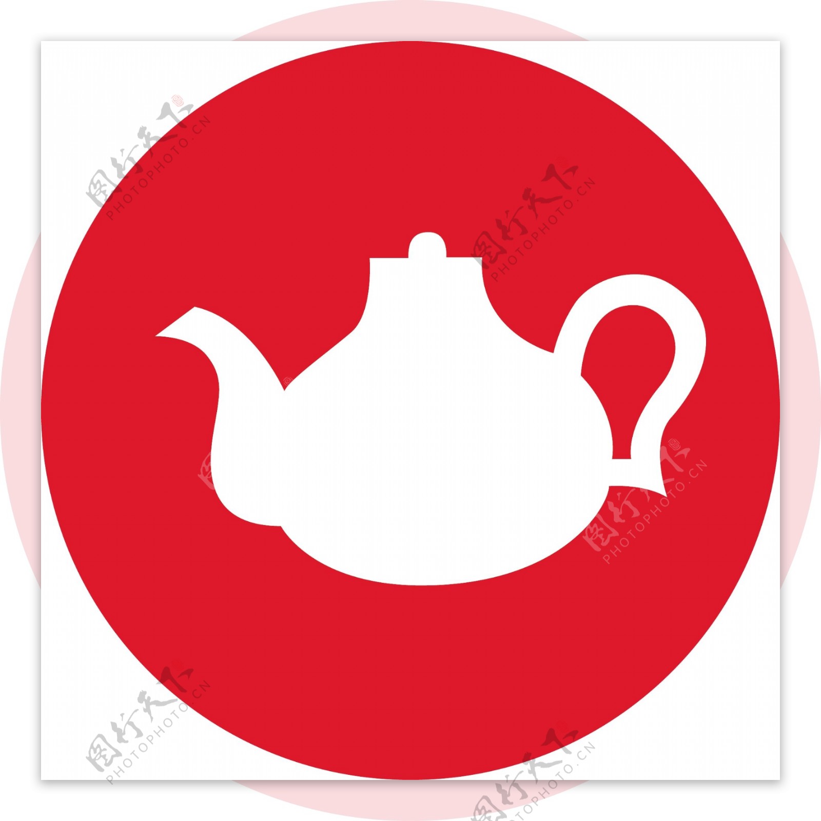 红色背景茶壶图标