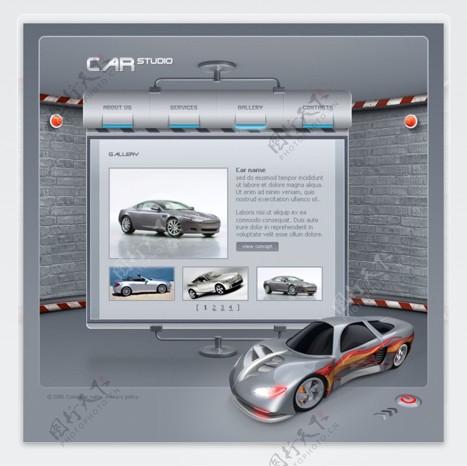汽车俱乐部金属质感网站模板图片