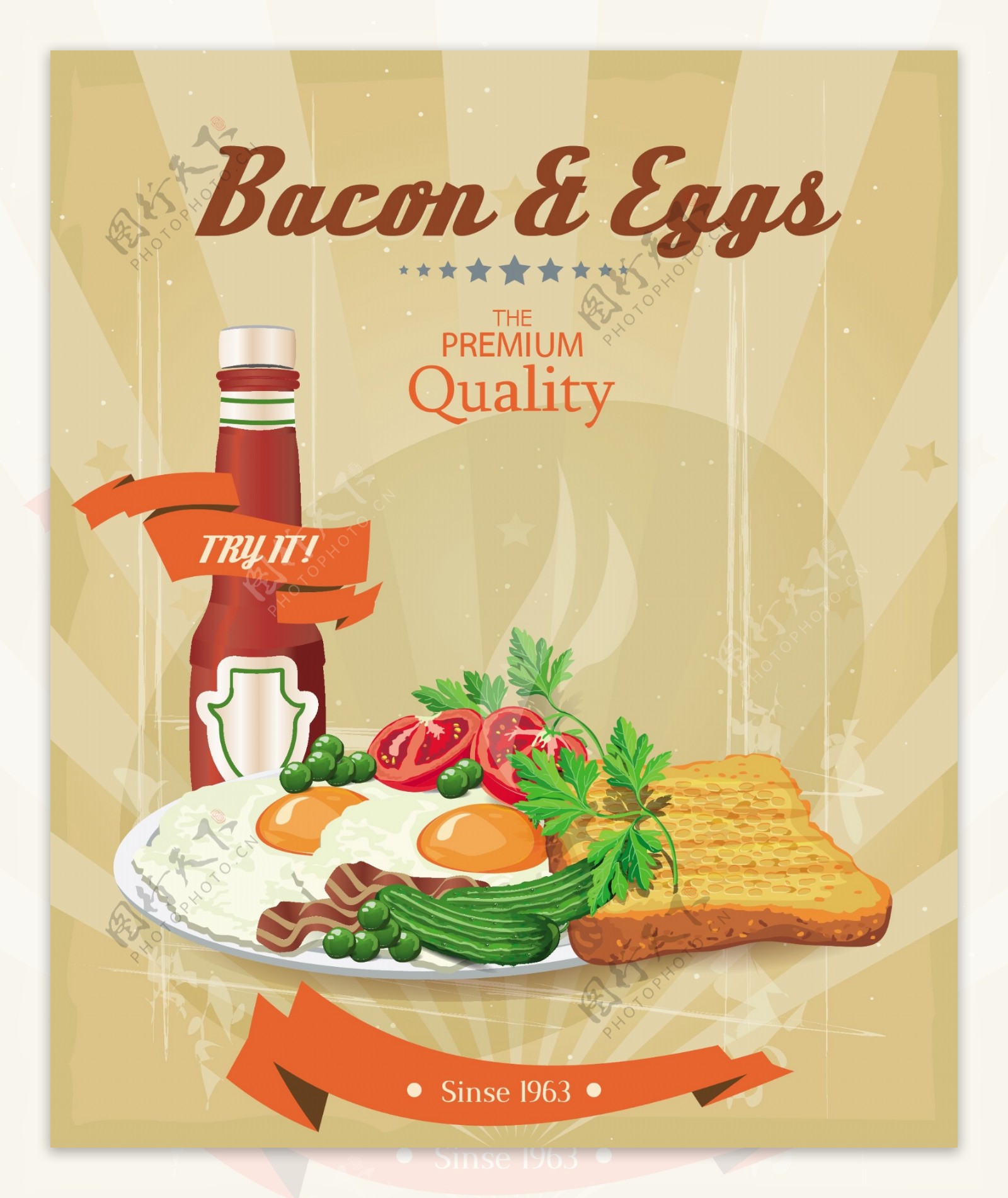 矢量图形04复古早餐的海报设计