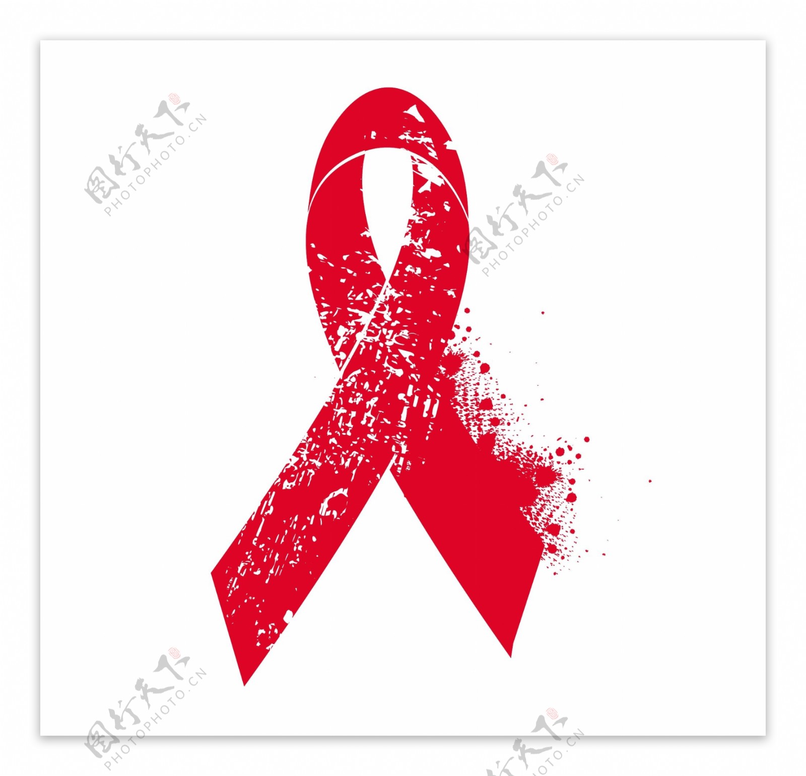 垃圾元素和红丝带艾滋病意识的象征