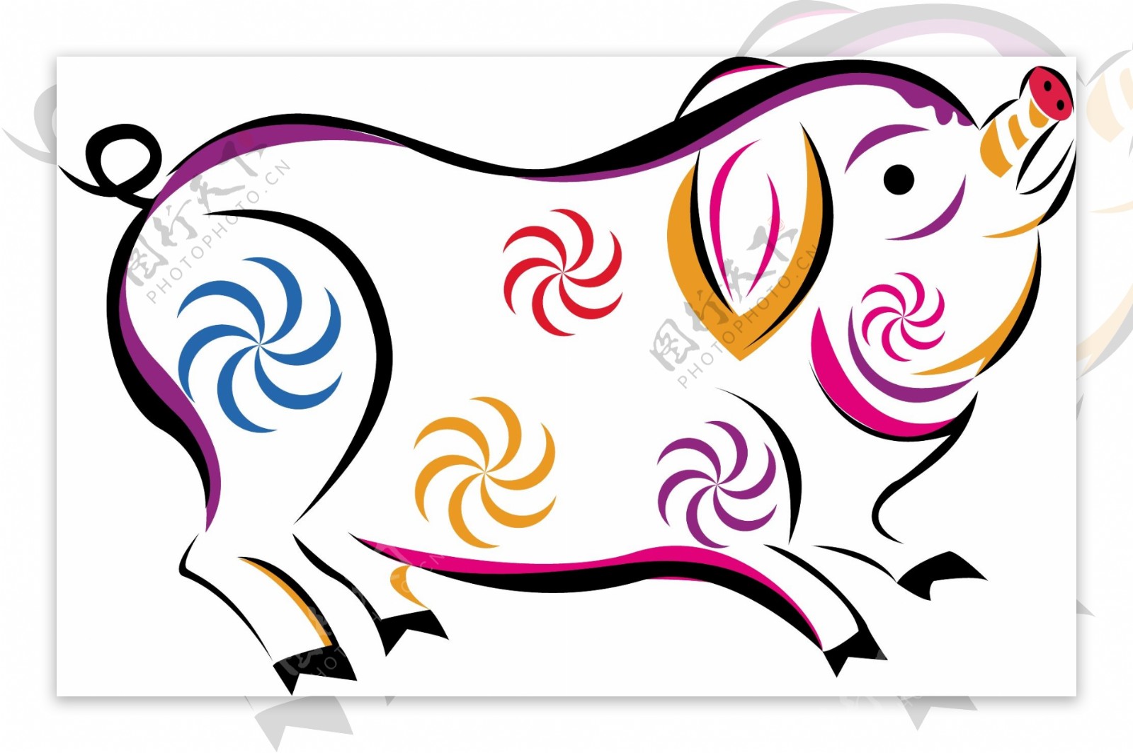 彩绘猪矢量图片