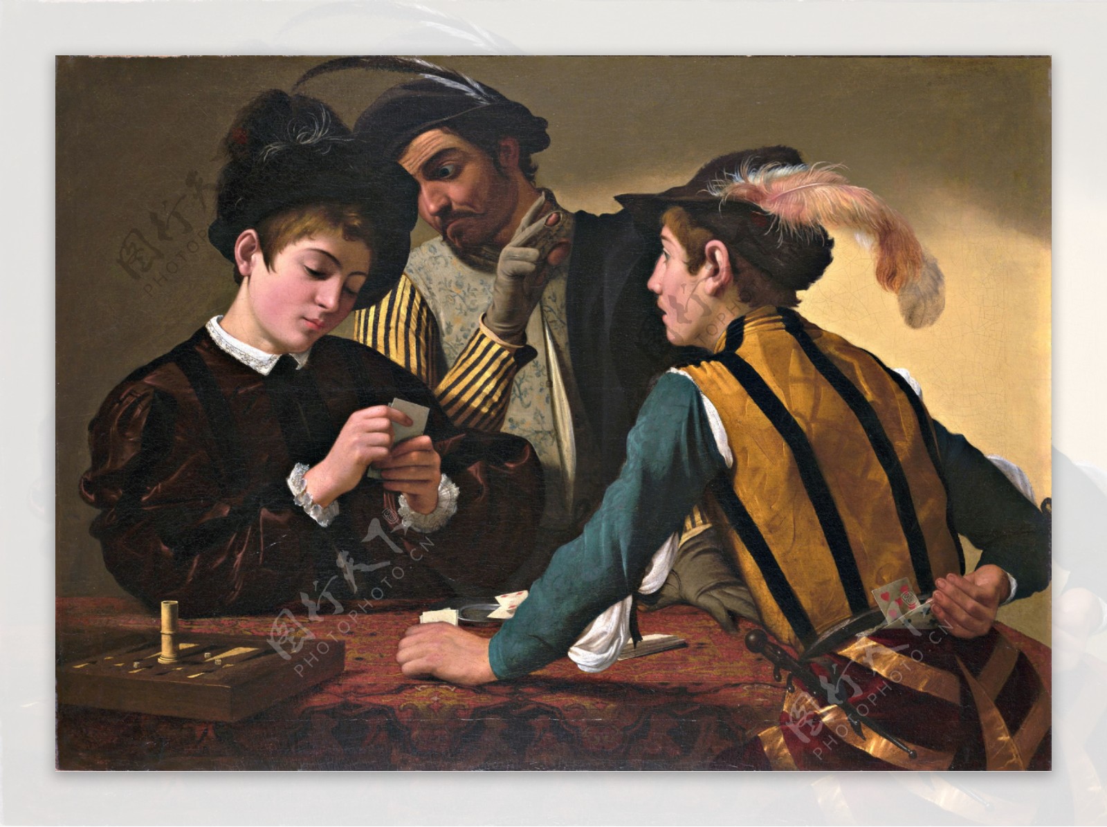 油画卡拉瓦乔玩牌图片
