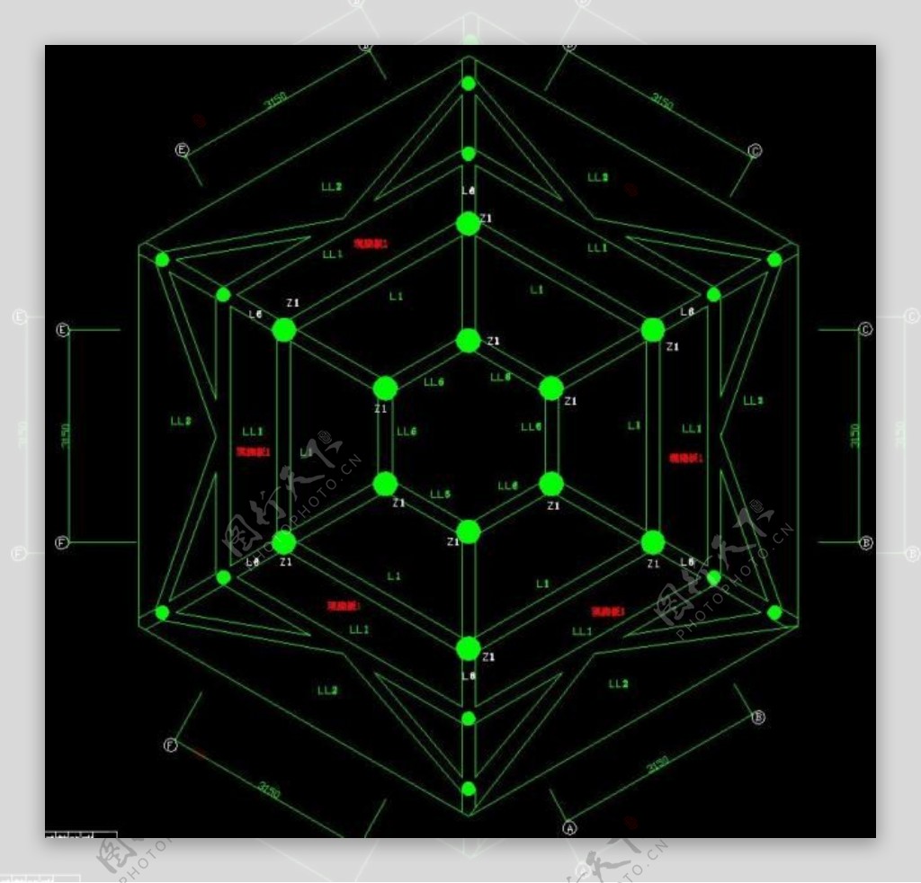 双层六角亭一层基础图片