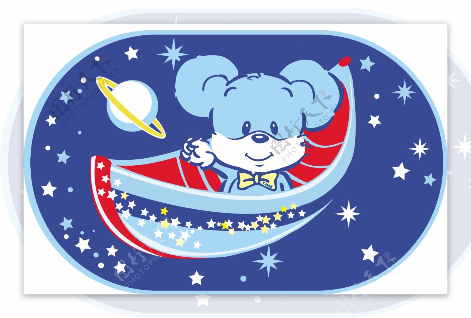 印花矢量图卡通动物老鼠月亮宇宙免费素材