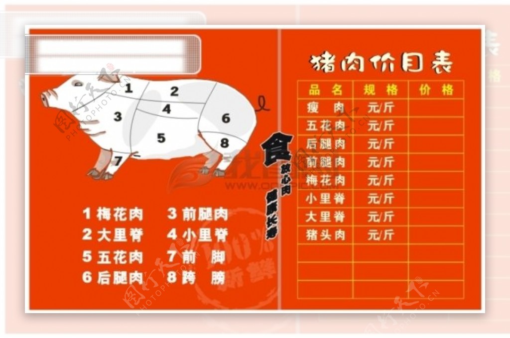 超市专用猪肉分割图CDR9