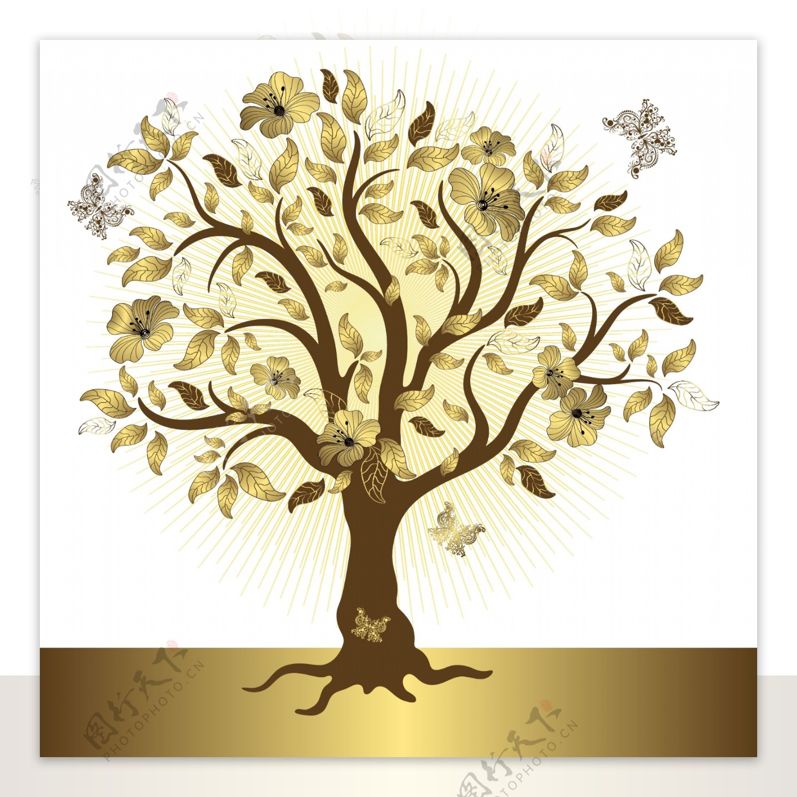 金色梦幻树纹树木图片