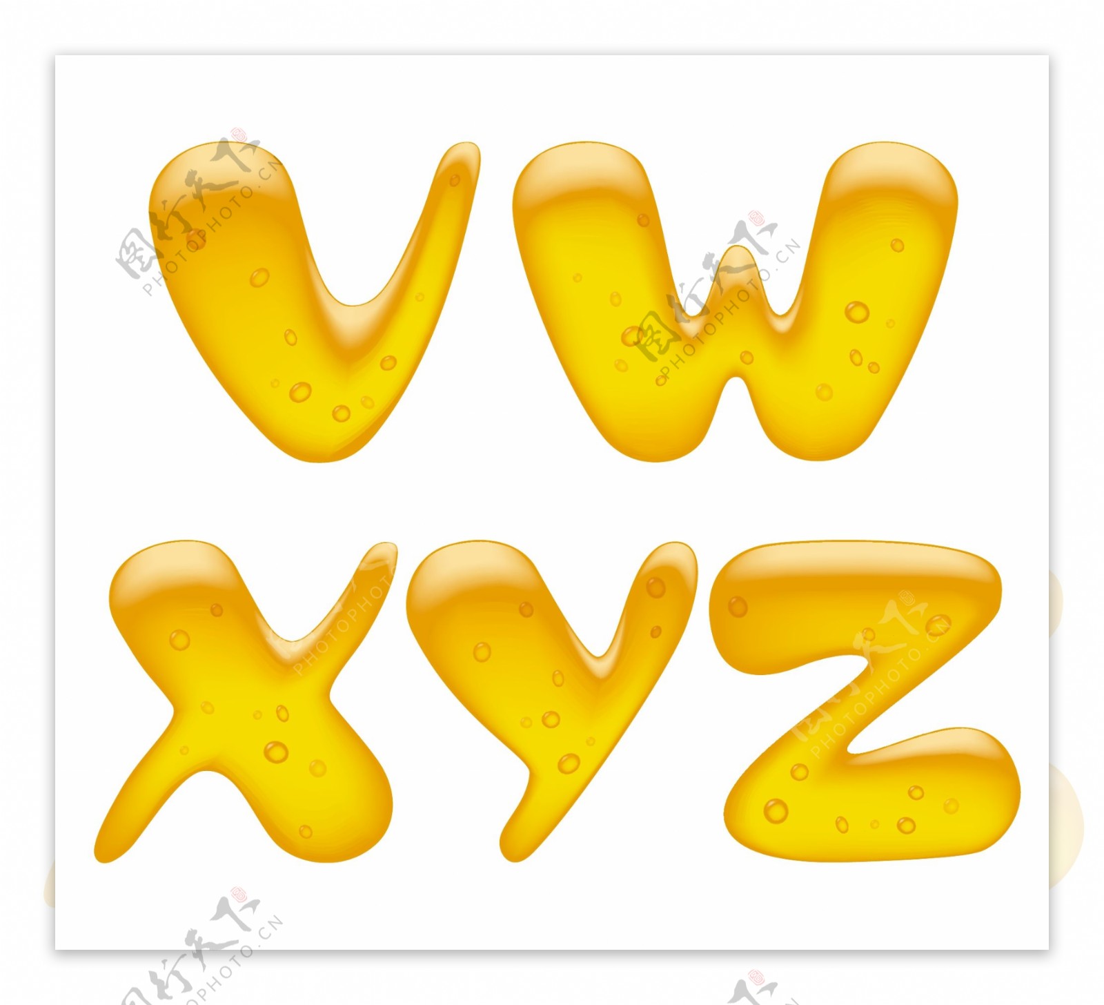 黄色水晶大写字母矢量素材