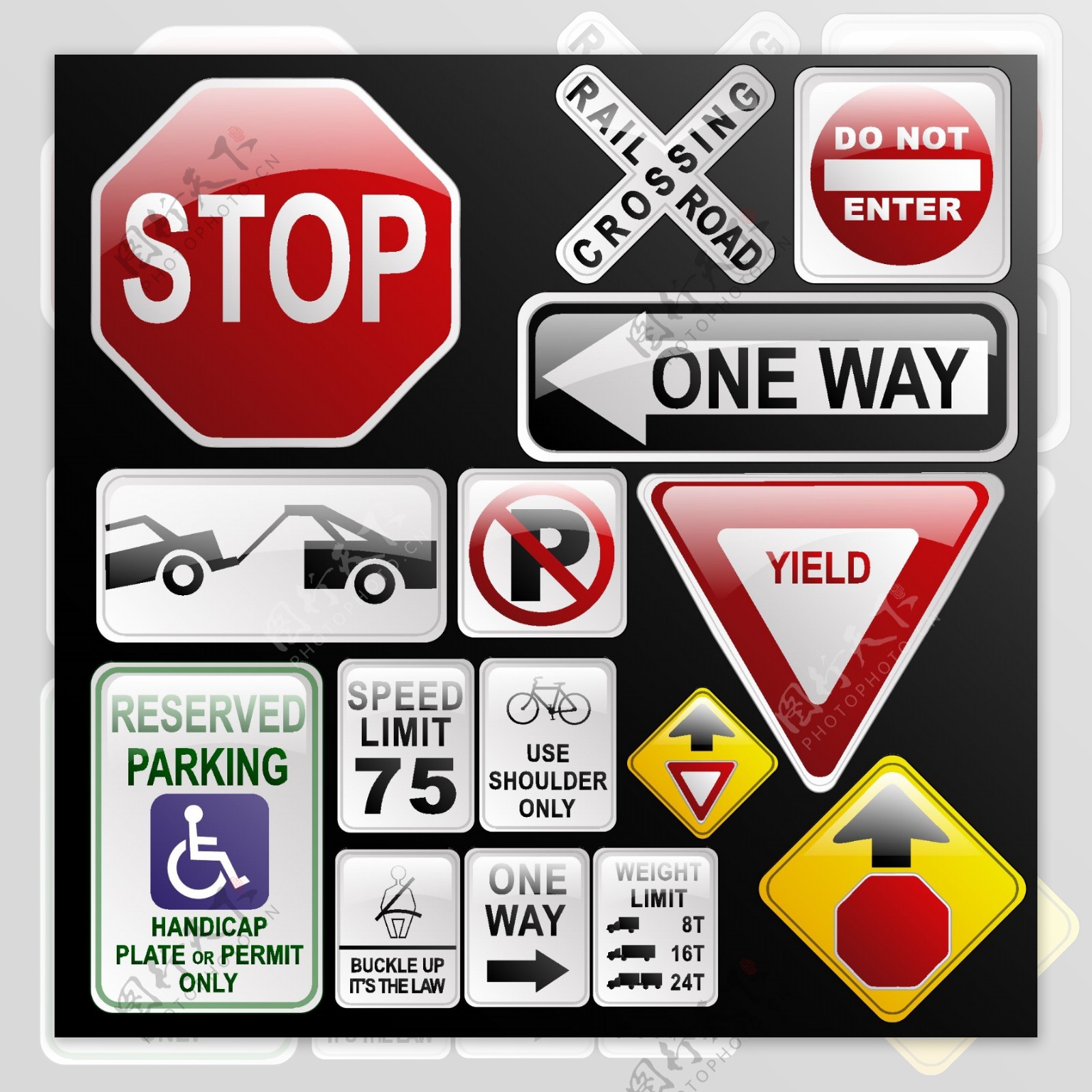 交通指示提示标识矢量素材