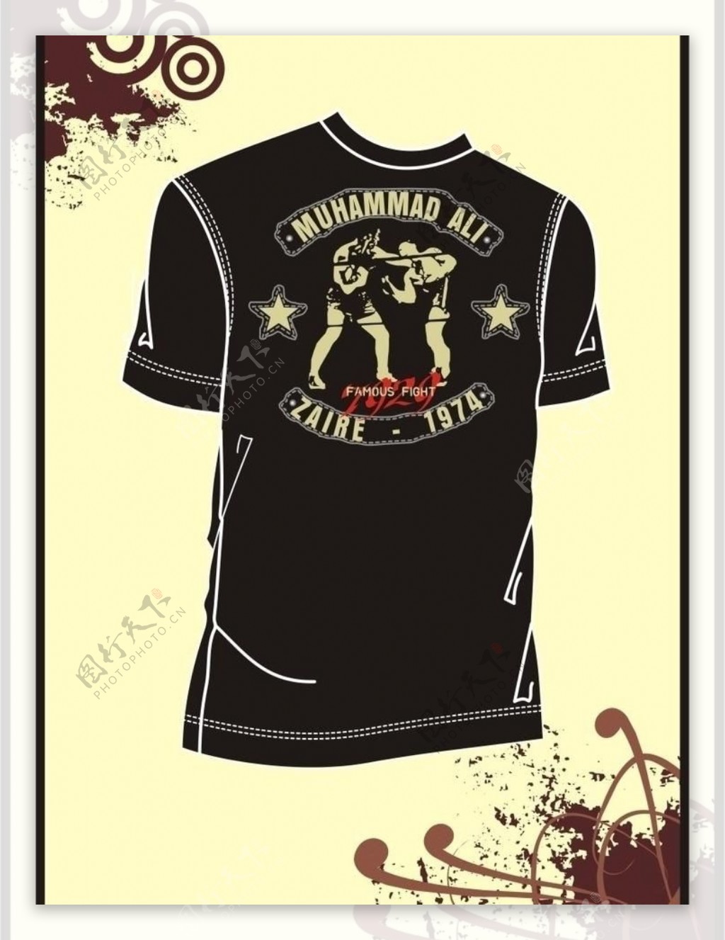 男装tshirt印花设计拳击运动比赛图片