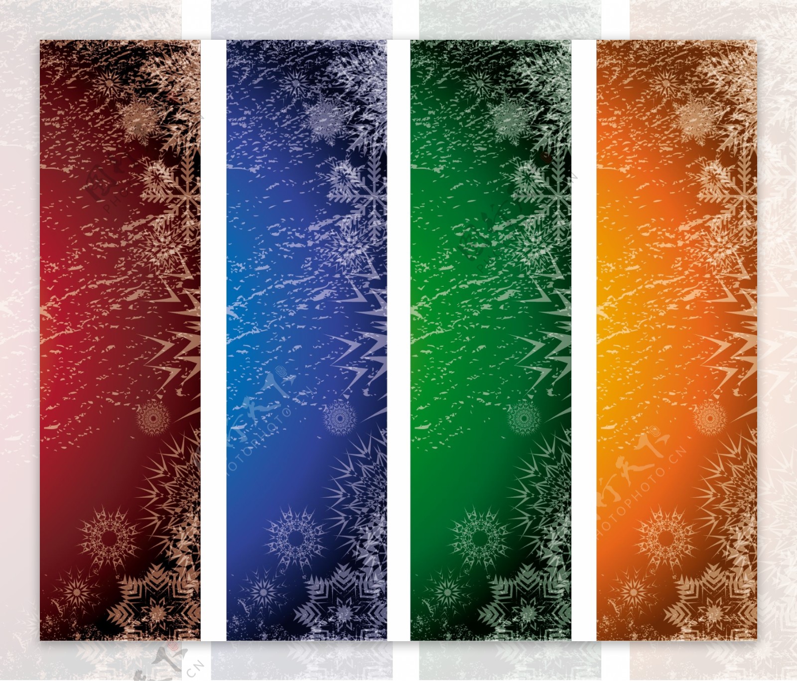 4丰富多彩的冬季抽象向量横幅集
