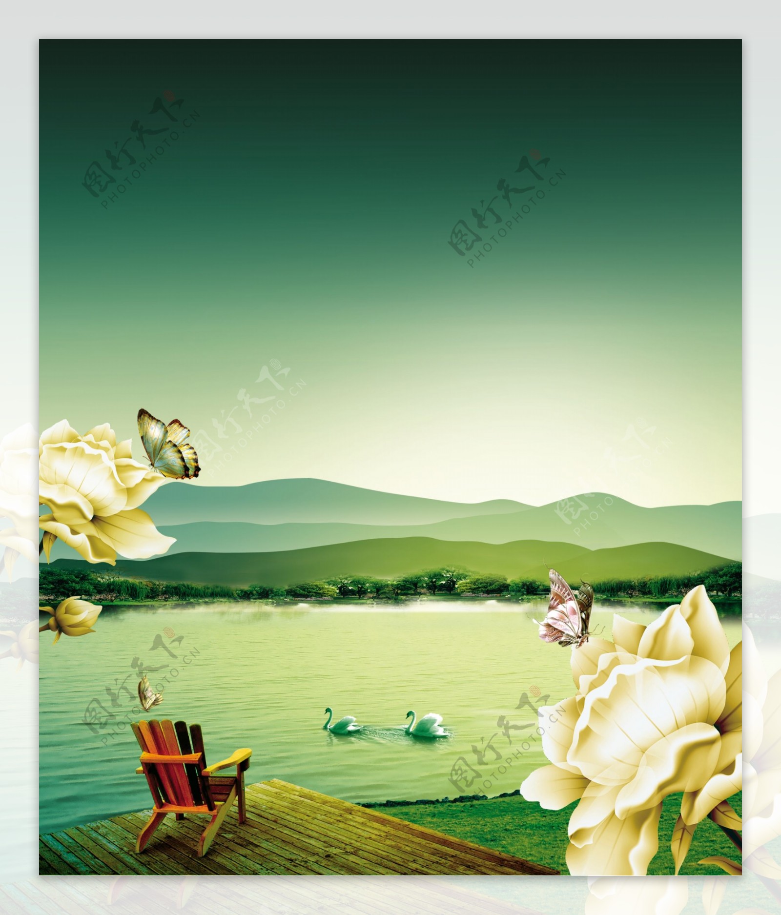 创意湖景图片