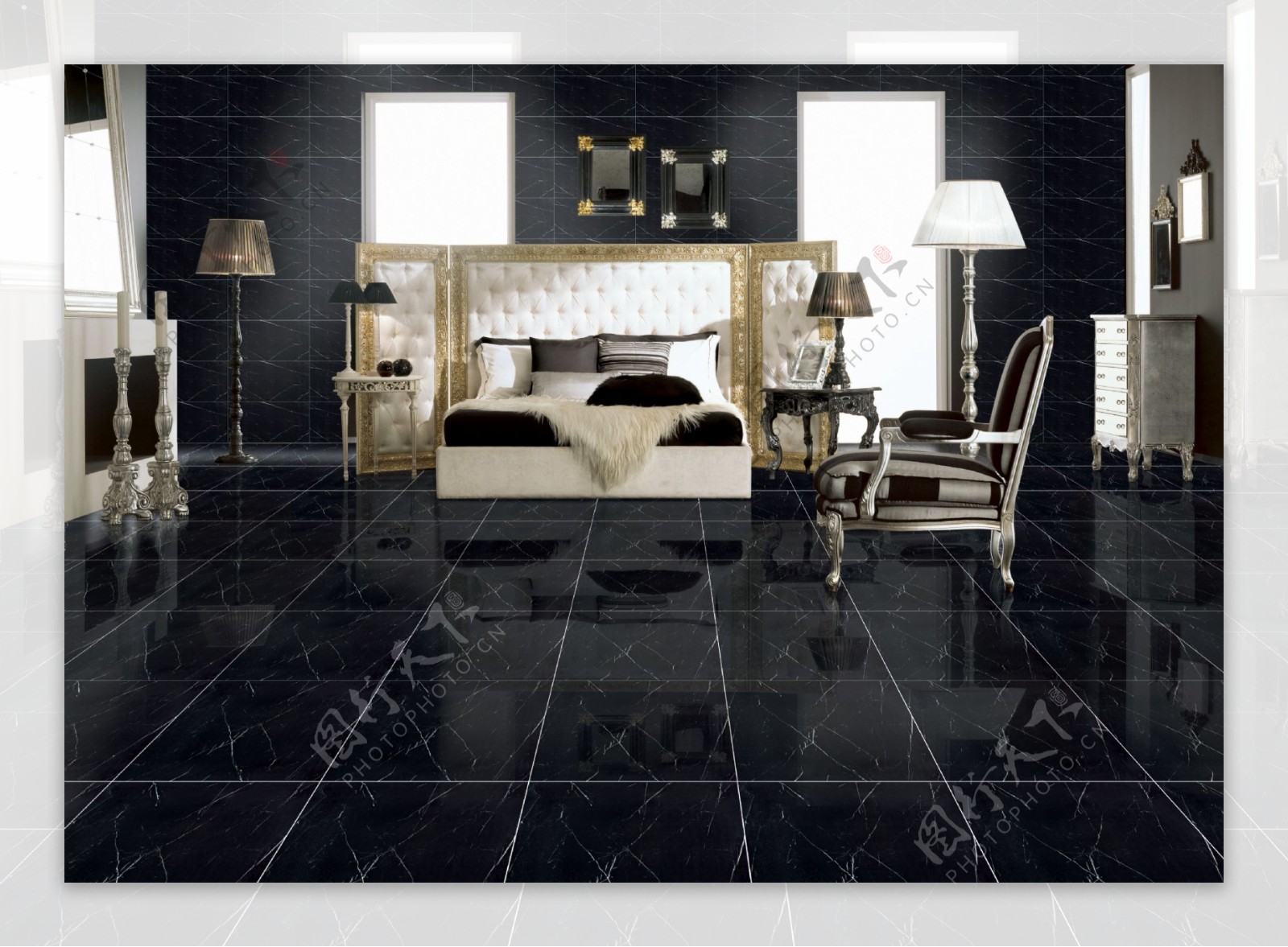 黑色磁砖效果图卧室图片