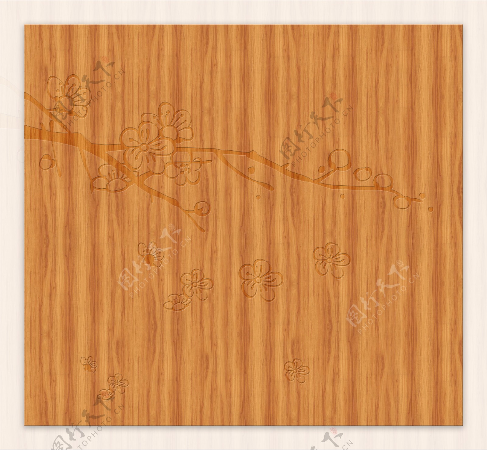木纹系列木板画花叶子