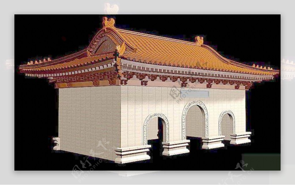 中式建筑3d模型下载3d20
