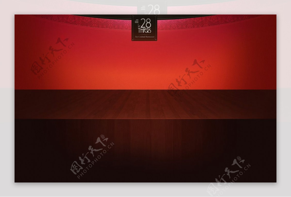 红色舞台墙壁木板背景素材