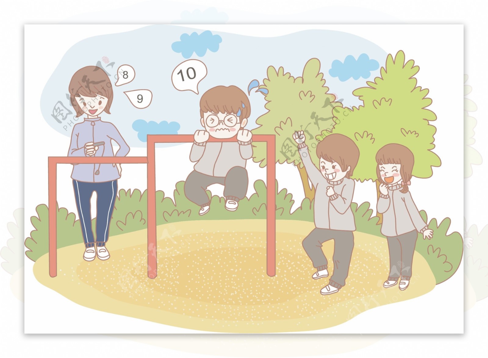 韩国卡通儿童教学上课矢量图3
