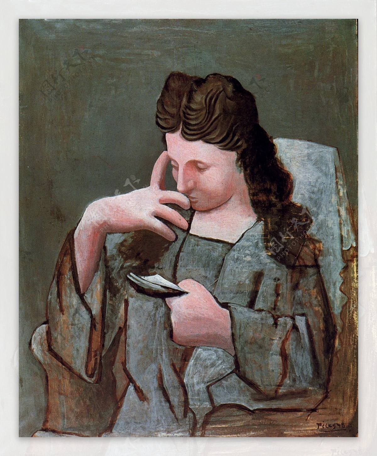 1920Olgalisantassisedansunfauteuil西班牙画家巴勃罗毕加索抽象油画人物人体油画装饰画