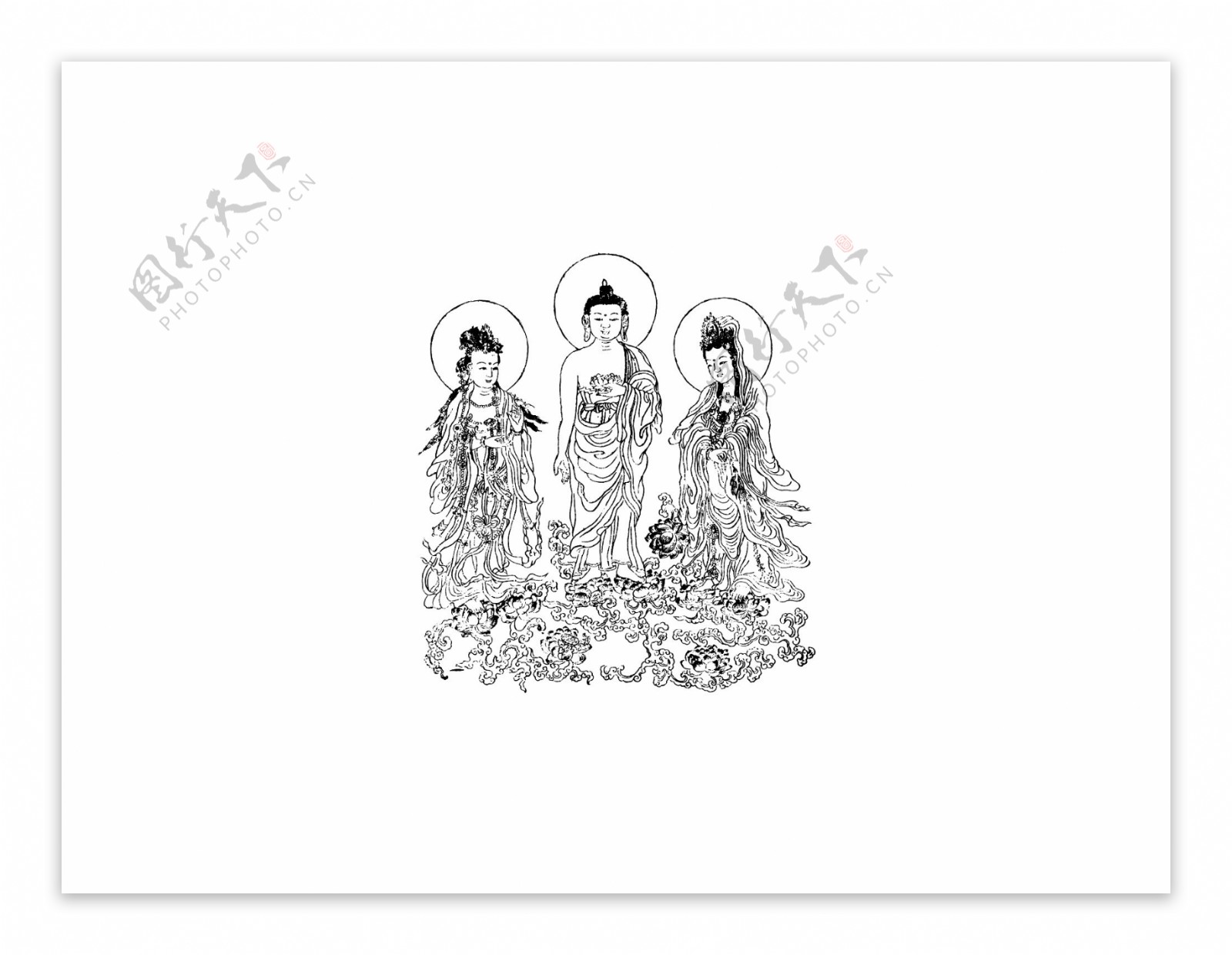 中国宗教人物线描素材